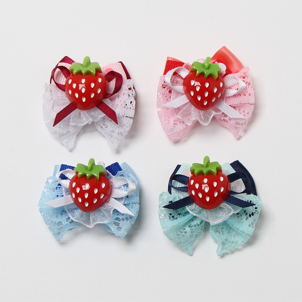 ころりんいちごリボン - ペットリボン 犬のリボン ペットアクセサリー