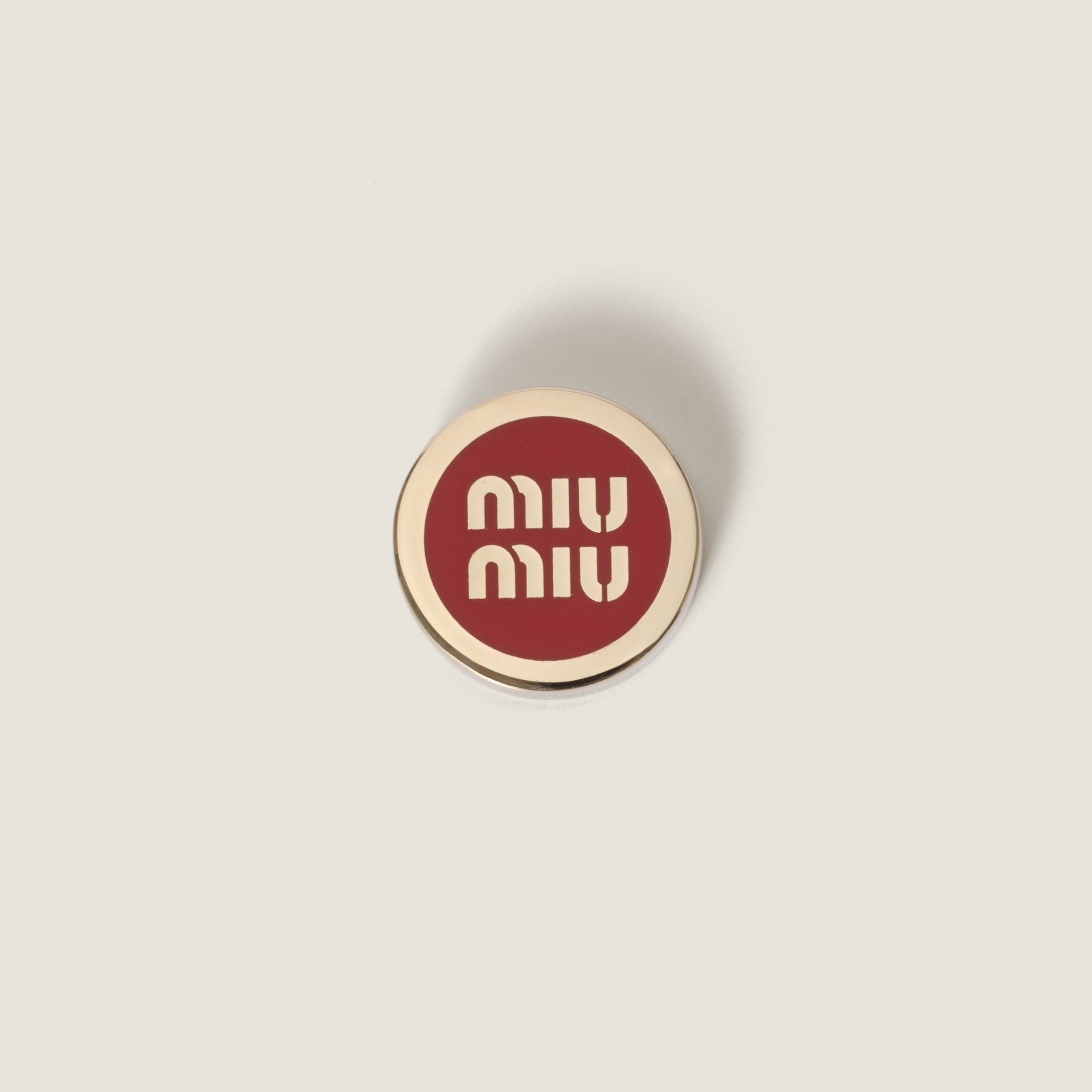 Red Enameled Metal Logo Brooch | Miu Miu