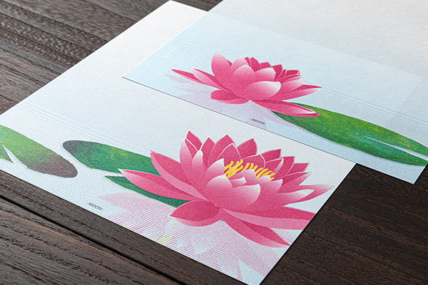 便箋｜紙シリーズ｜便箋 シルク 水鏡睡蓮柄(87175006)｜ミドリ