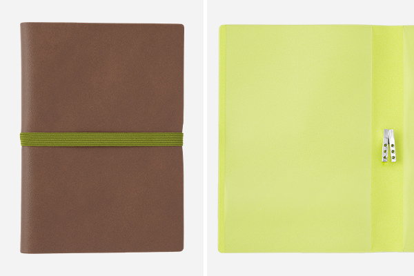 ストア限定】ノートカバー2冊用 バンド付き＜A6＞ 茶×グリーン