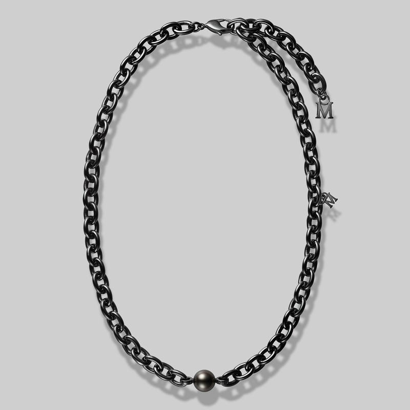 Passionoir Black South Sea Cultured Pearl Necklace with Diamond