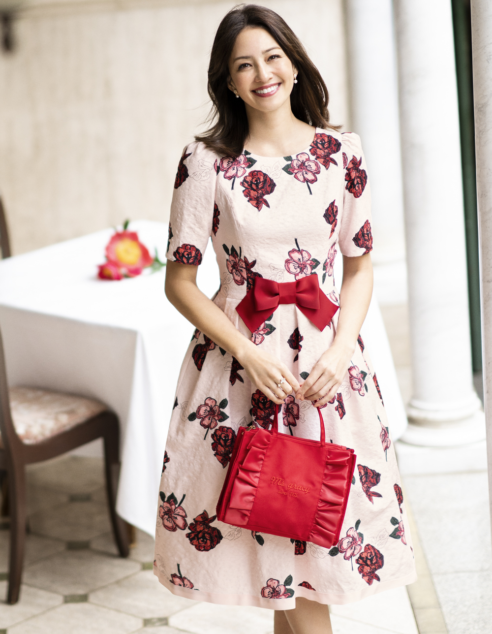 大胆ローズプリントドレス | msgracy