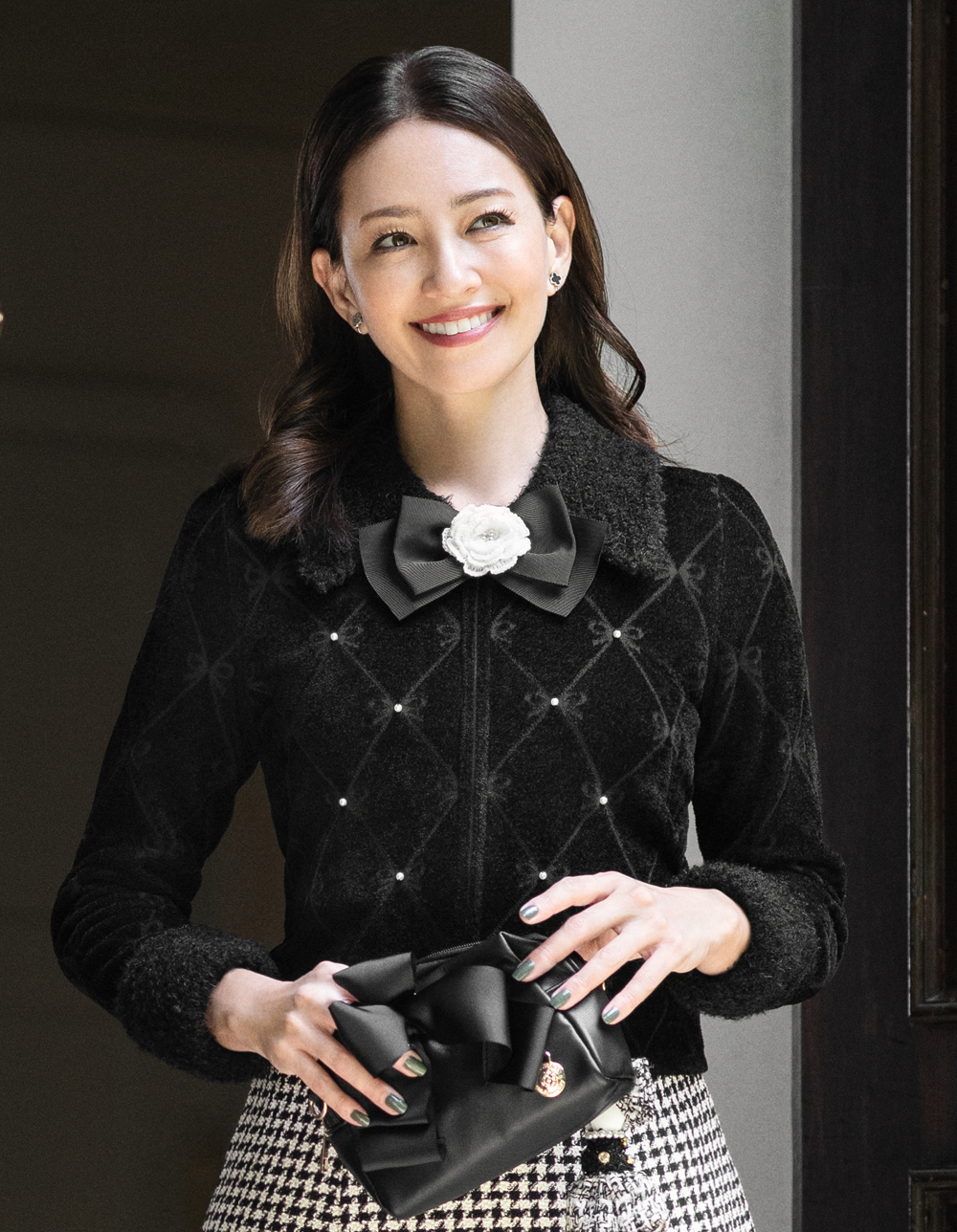 リボンジャガードジップアップニット | msgracy