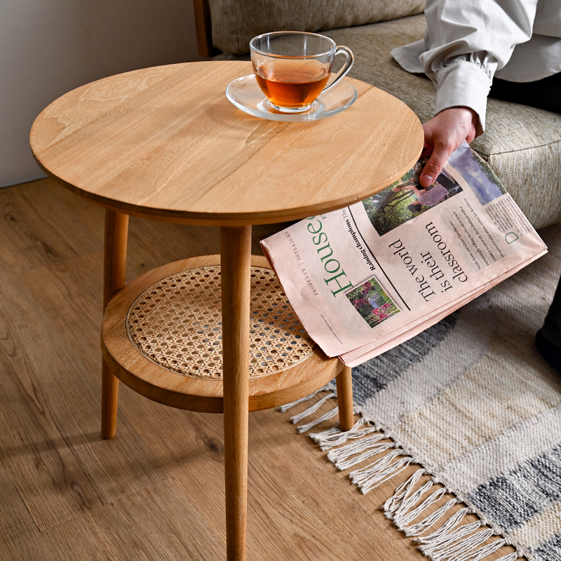 KAGOME ラタン サイドテーブル チーク 無垢材 T038XPを激安で販売する