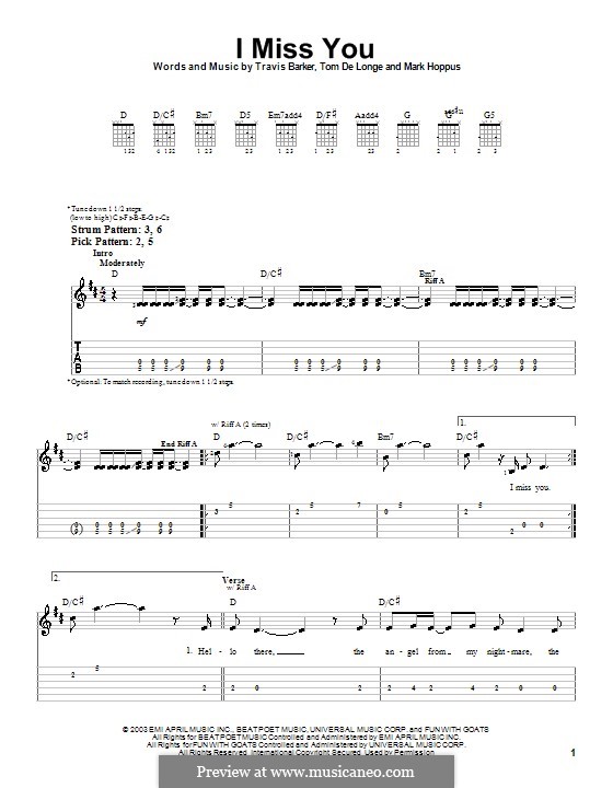 I Miss You (Blink-182) by M. Hoppus, T. DeLonge, T. Barker on