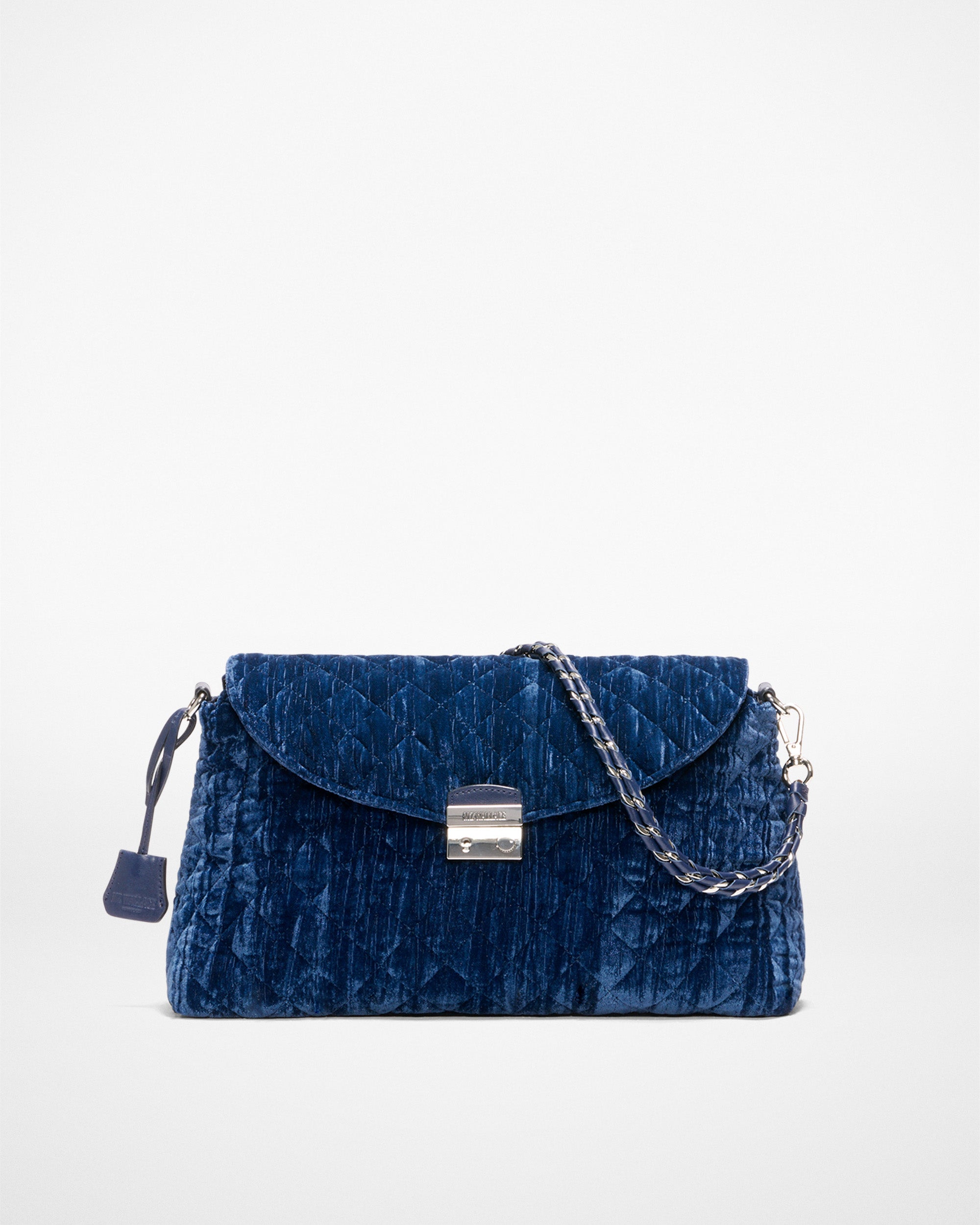 Blue Velvet Bag with Lock | MZ Wallace