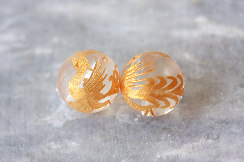 絶対幸福 金彫り 鳳凰パワーストーンブレスレット（水晶6ミリ＋鳳凰8