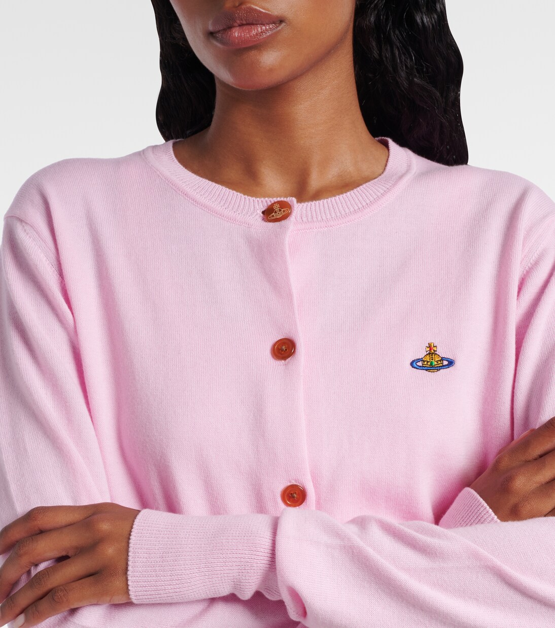 Orb cotton and cashmere cardigan in pink - Vivienne Westwood