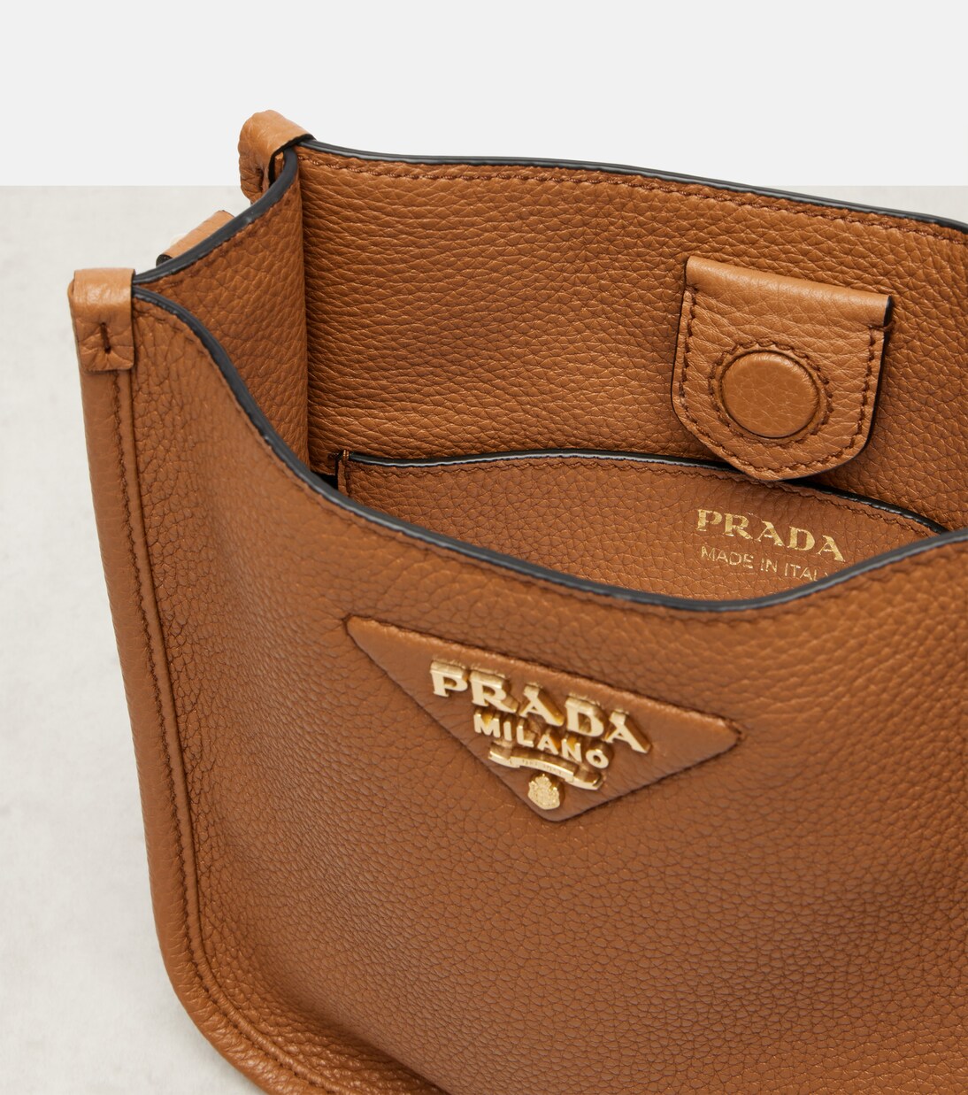 Mini leather shoulder bag in brown - Prada | Mytheresa