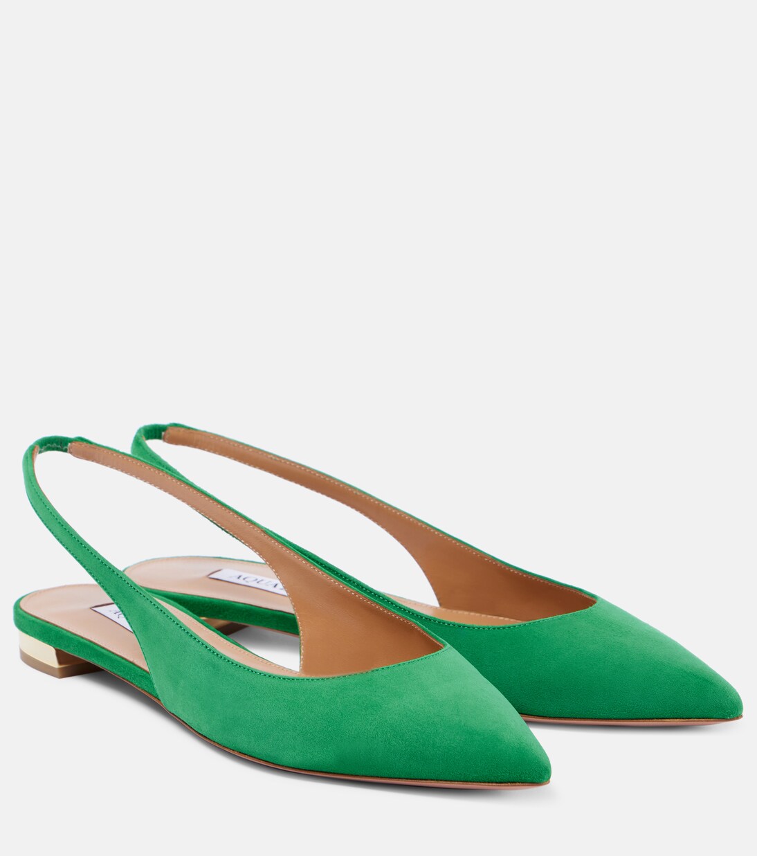 Purist suede slingback flats in green - Aquazzura | Mytheresa