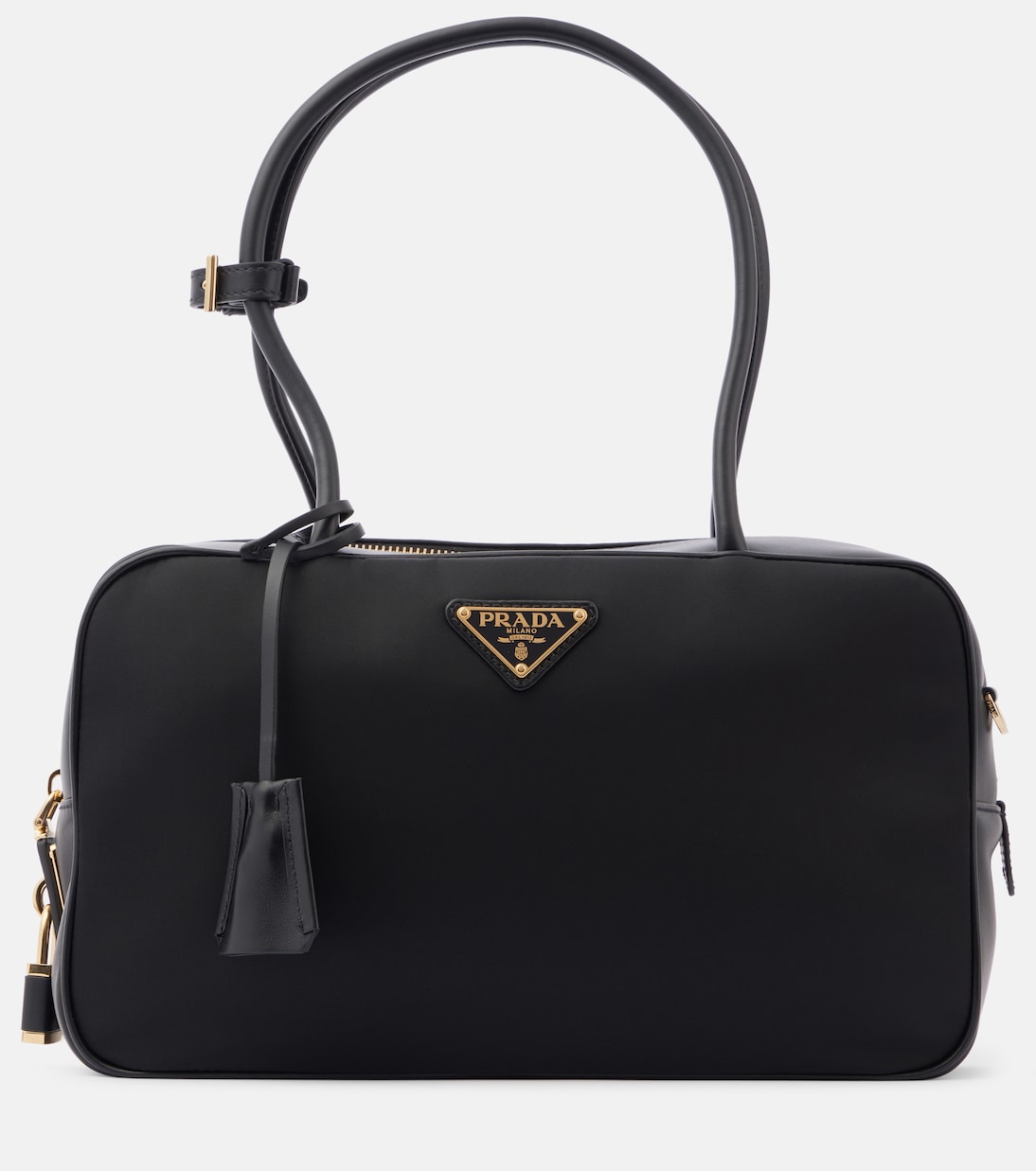 Re-nylon leather shoulder bag in black - Prada | Mytheresa