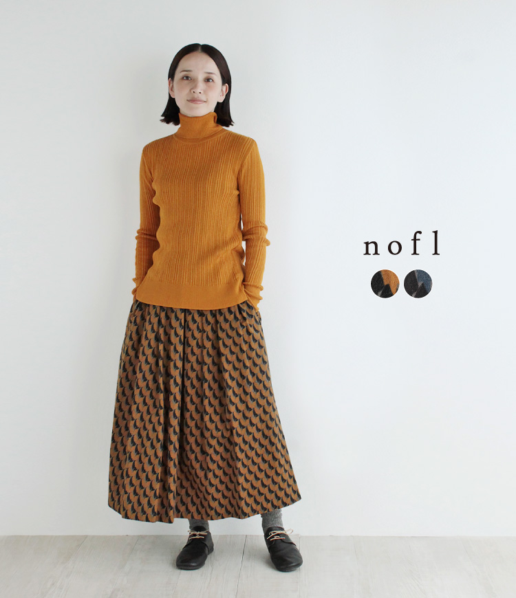 nofl】コットン起毛リーフ柄タックスカート 644207900 | ナチュラル服