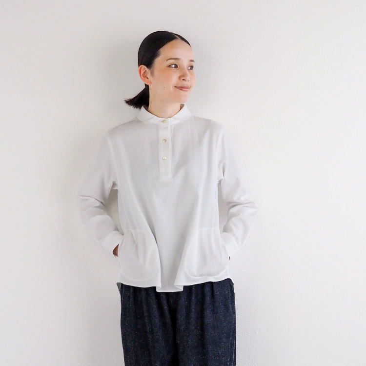 nofl】今治ヘリンボーンシャツブラウス 644209580 | ナチュラル服通販