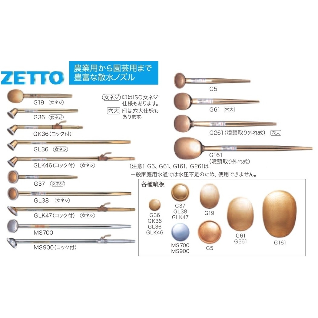 散水ノズル ZETTOノズル G161(噴頭取り外れ式 18～25mmホース用): 水道