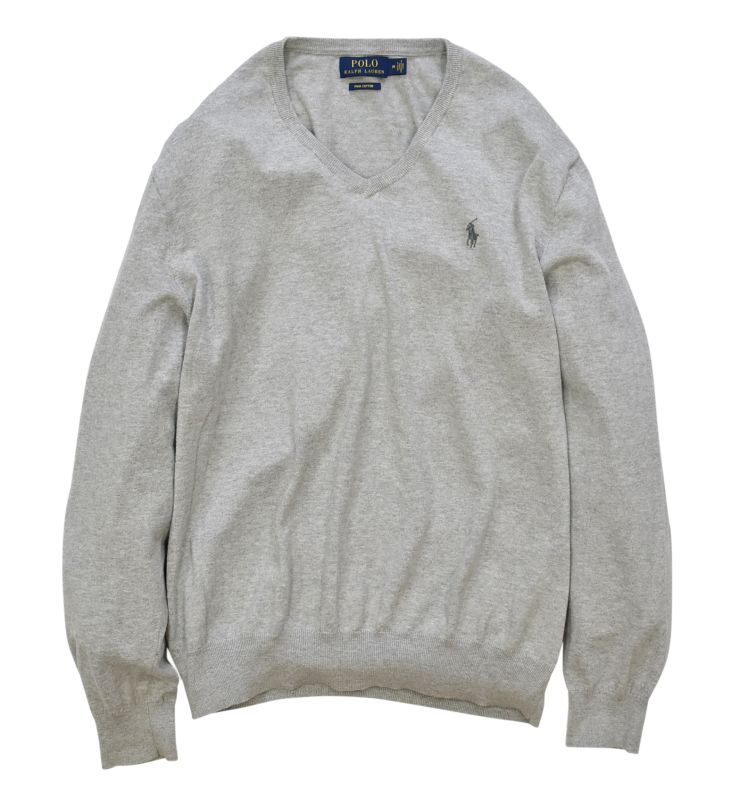 ラルフローレン】【グレー】【Vネック】【コットンセーター】【サイズ