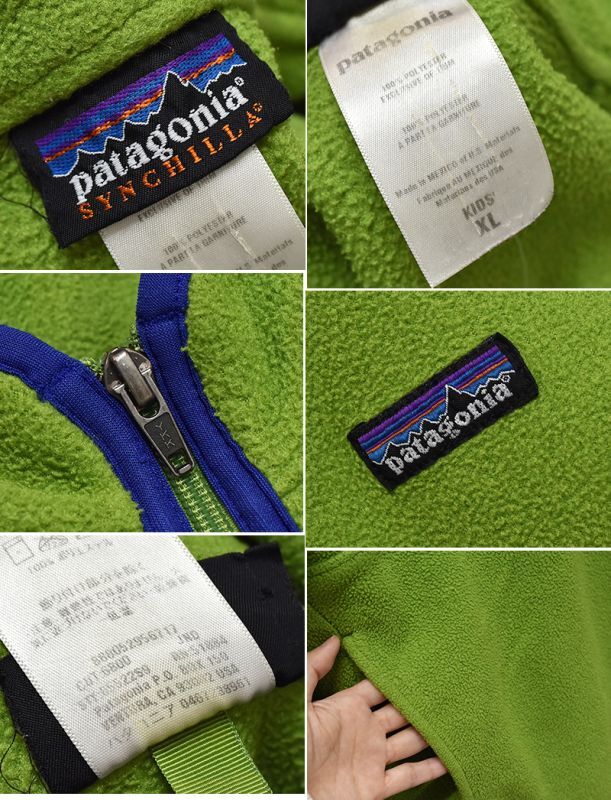 パタゴニア】patagonia【黄緑x紺】【シンチラフリース】【プル