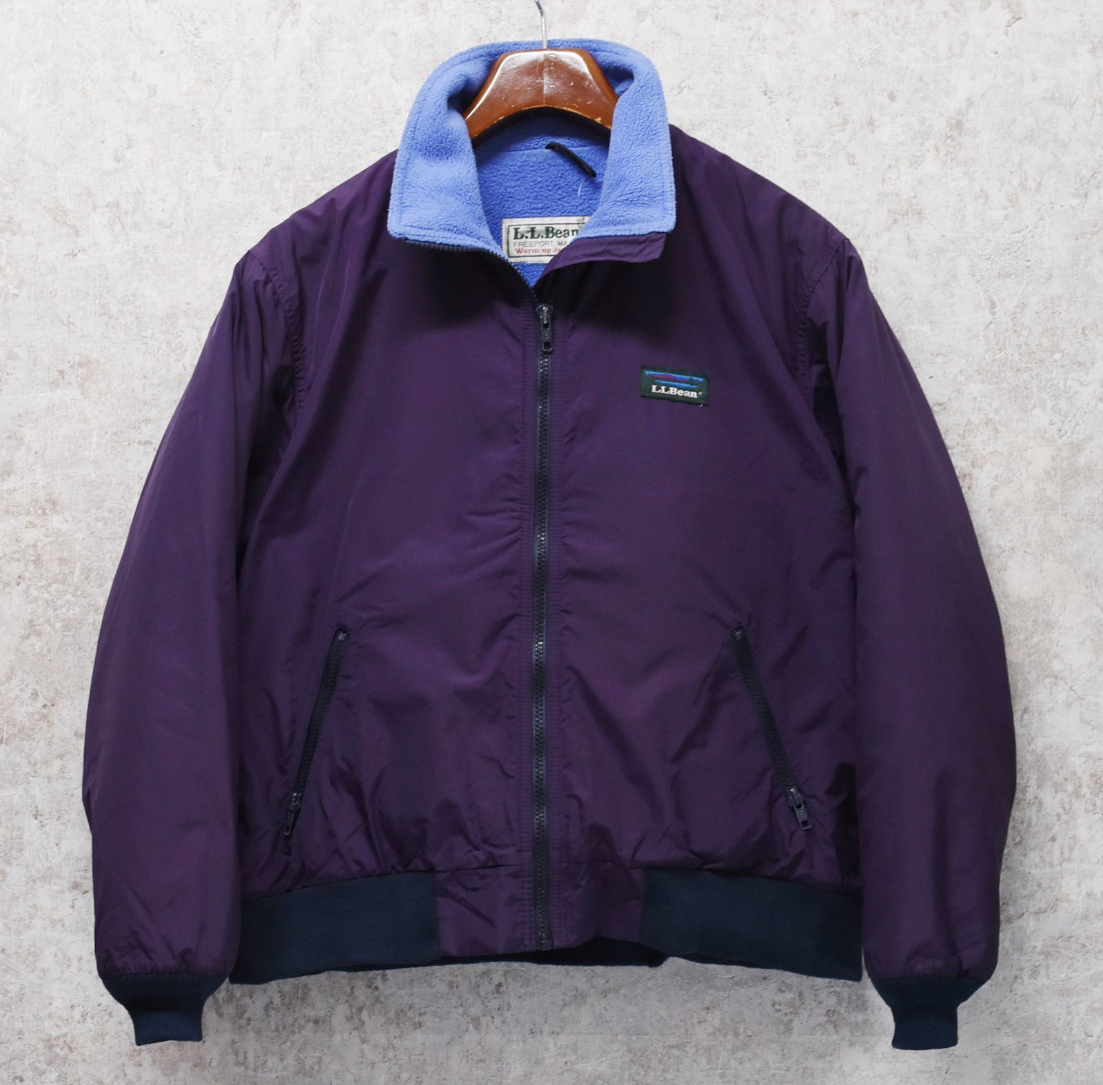 90's【ビンテージ】L.L.Bean【LLビーン】【紫×紺リブ】裏地フリース