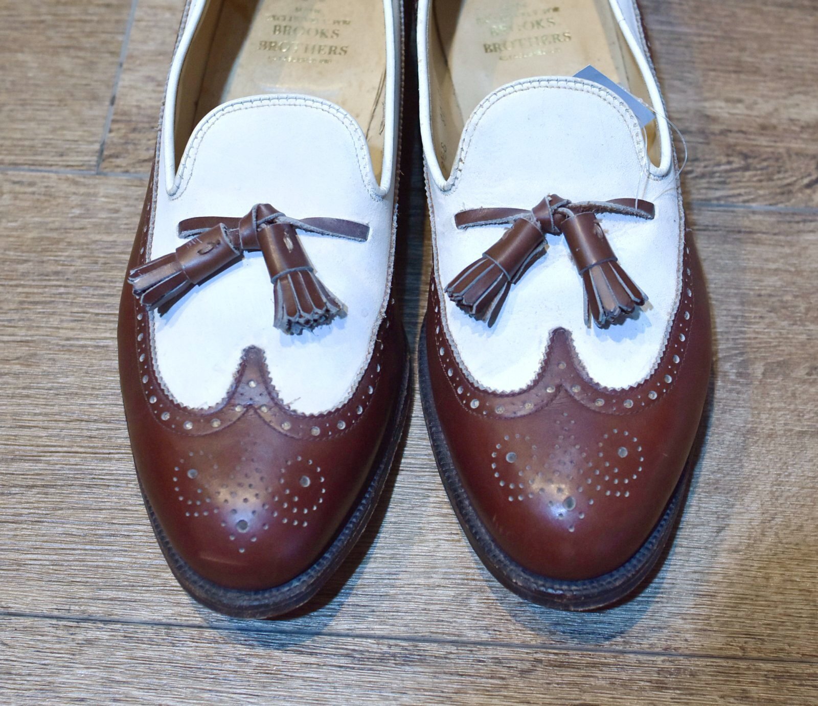 ブルックスブラザーズ】【茶色×白】【オールデン】メダリオン