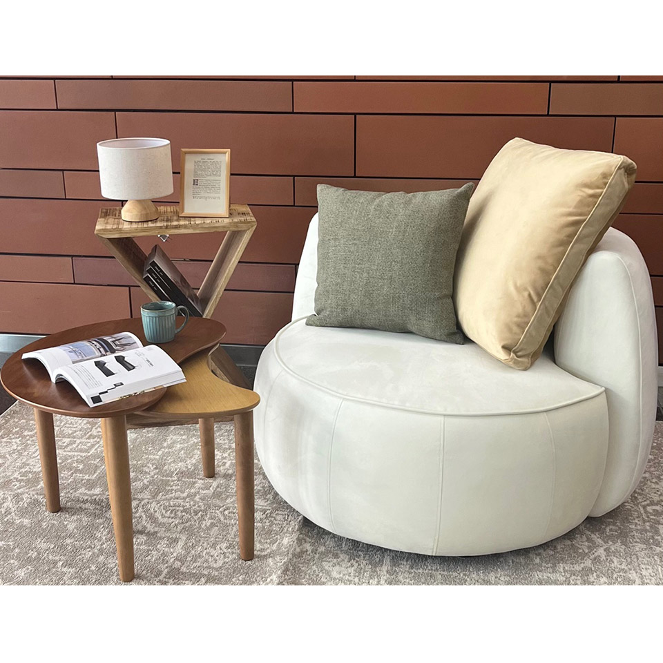 ソファCIRCLE 1人掛け【送料・開梱設置無料】ホワイト/ライトブラウン