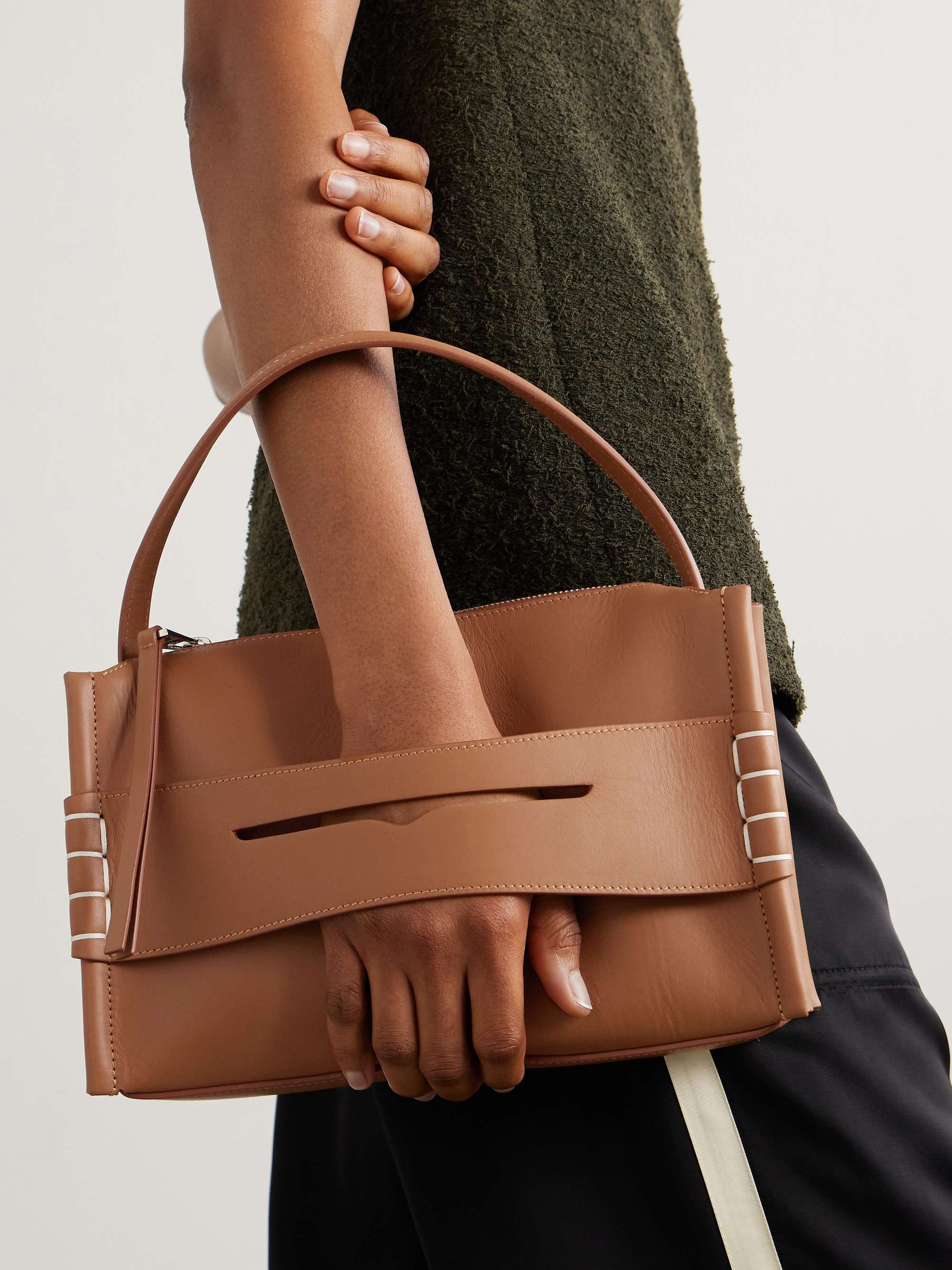 JW ANDERSON Loafer embroidered leather shoulder bag | NET-A-PORTER