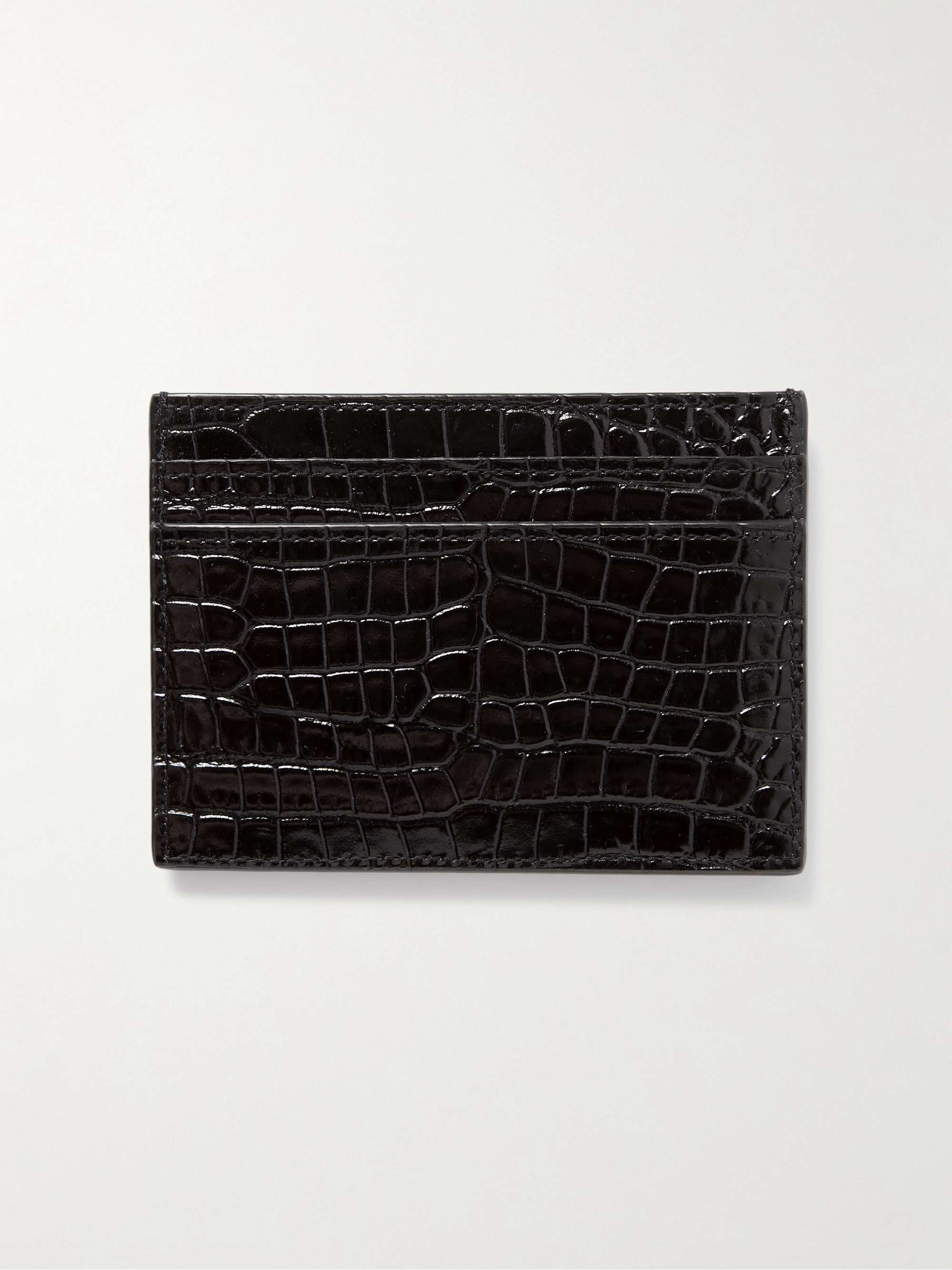 SAINT LAURENT Embellished croc-effect leather cardholder | NET-A