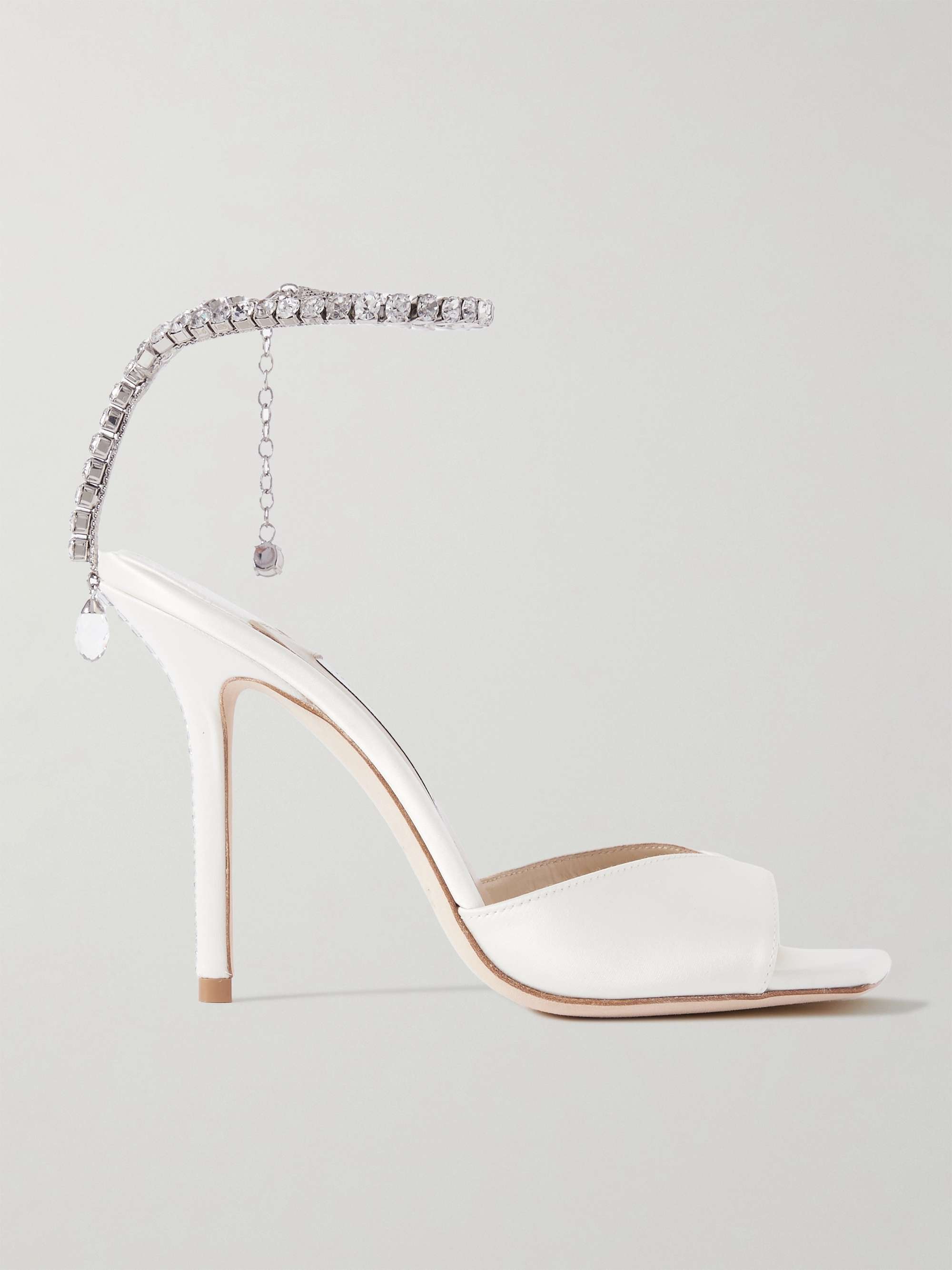 JIMMY CHOO Saeda 100 crystal-embellished satin sandals | NET-A-PORTER