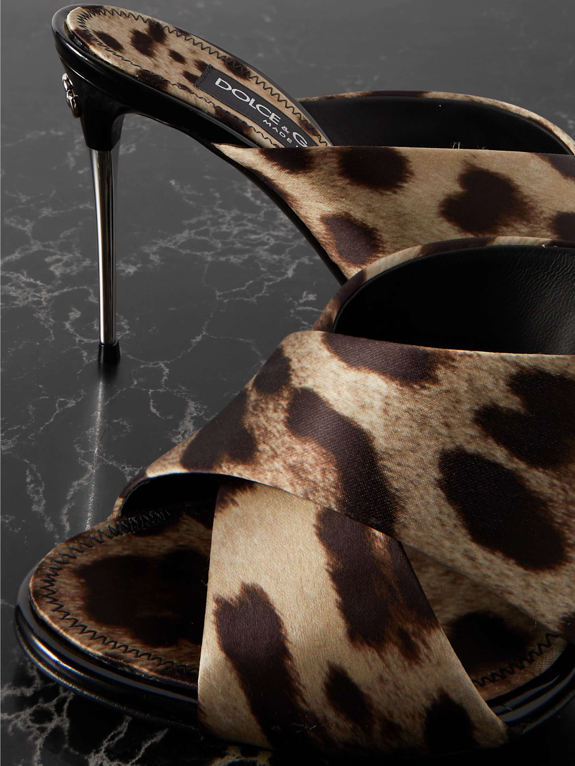 DOLCE&GABBANA Leopard-print satin mules | NET-A-PORTER