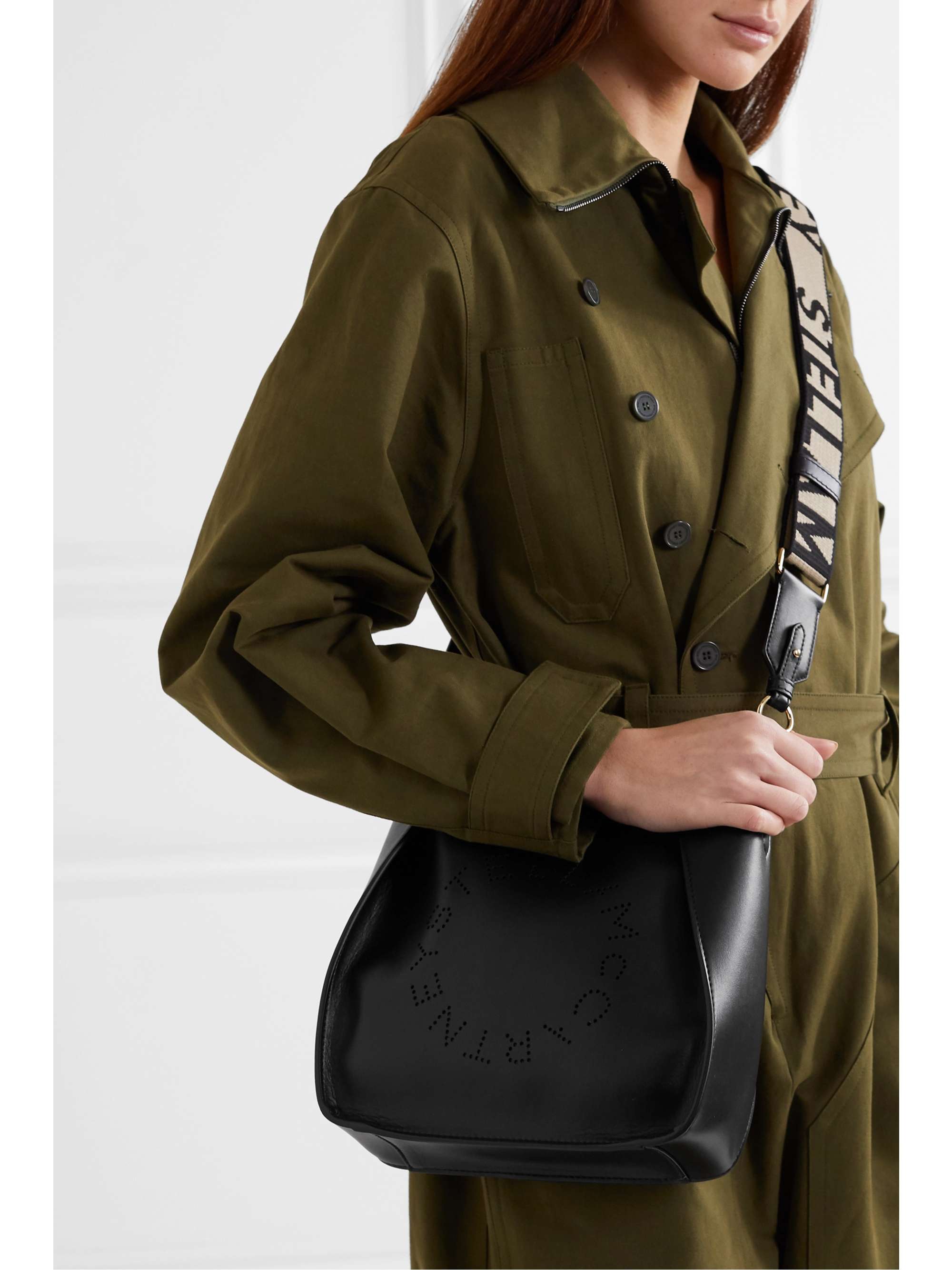 STELLA MCCARTNEY Perforated vegetarian leather shoulder bag | NET