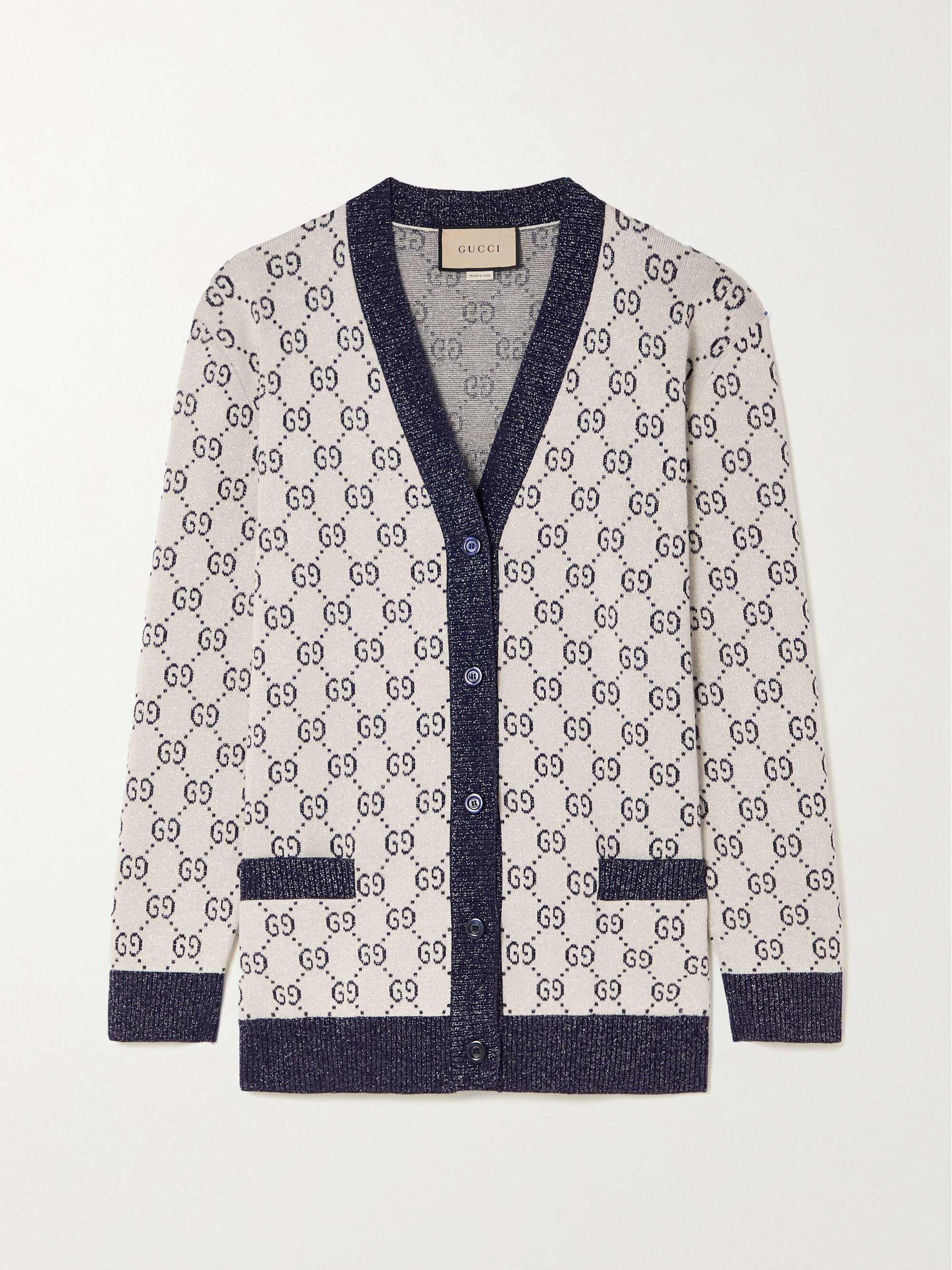 GUCCI Love Parade metallic jacquard-knit cotton-blend cardigan