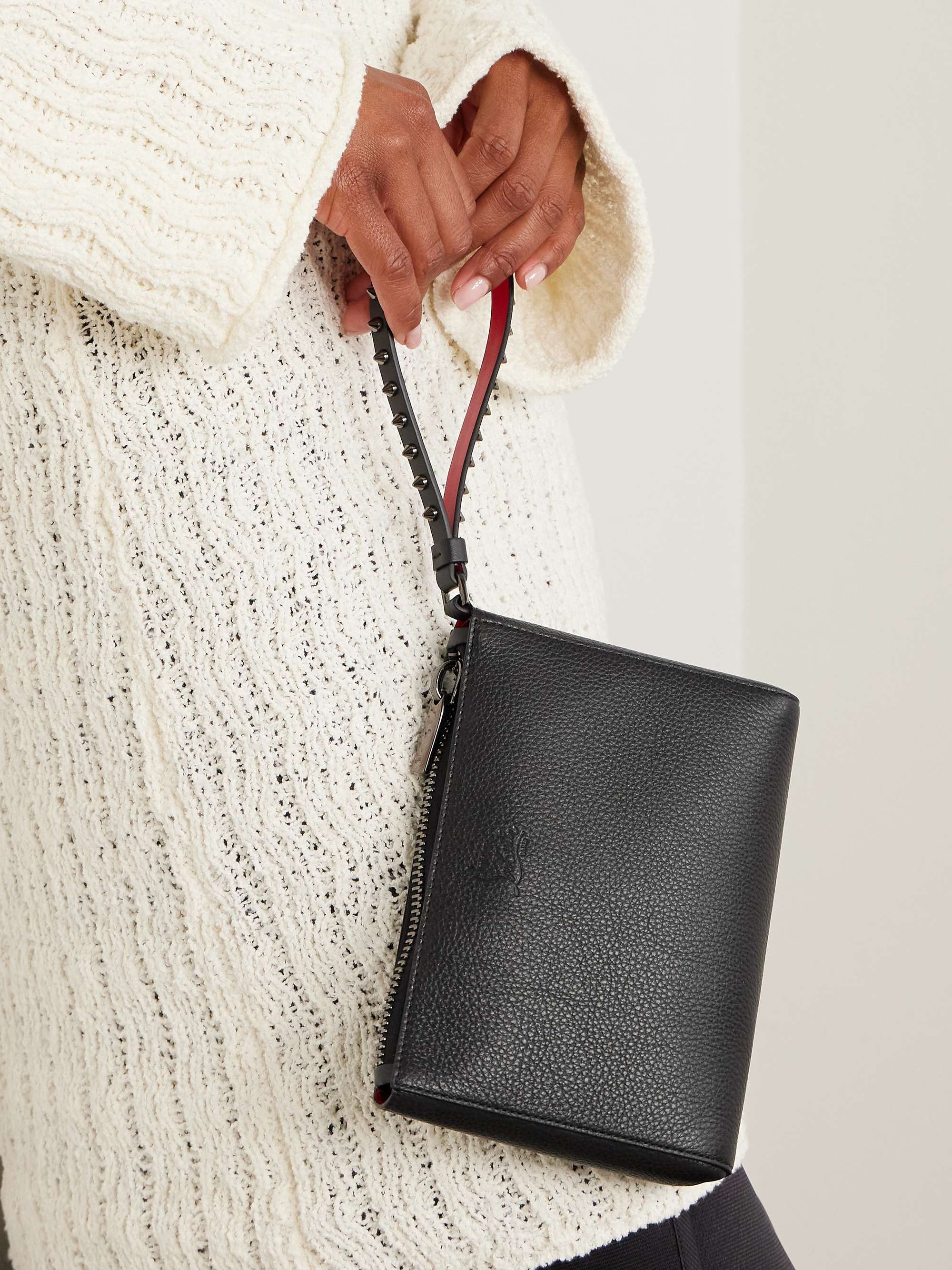 CHRISTIAN LOUBOUTIN Cabata studded textured-leather clutch | NET-A