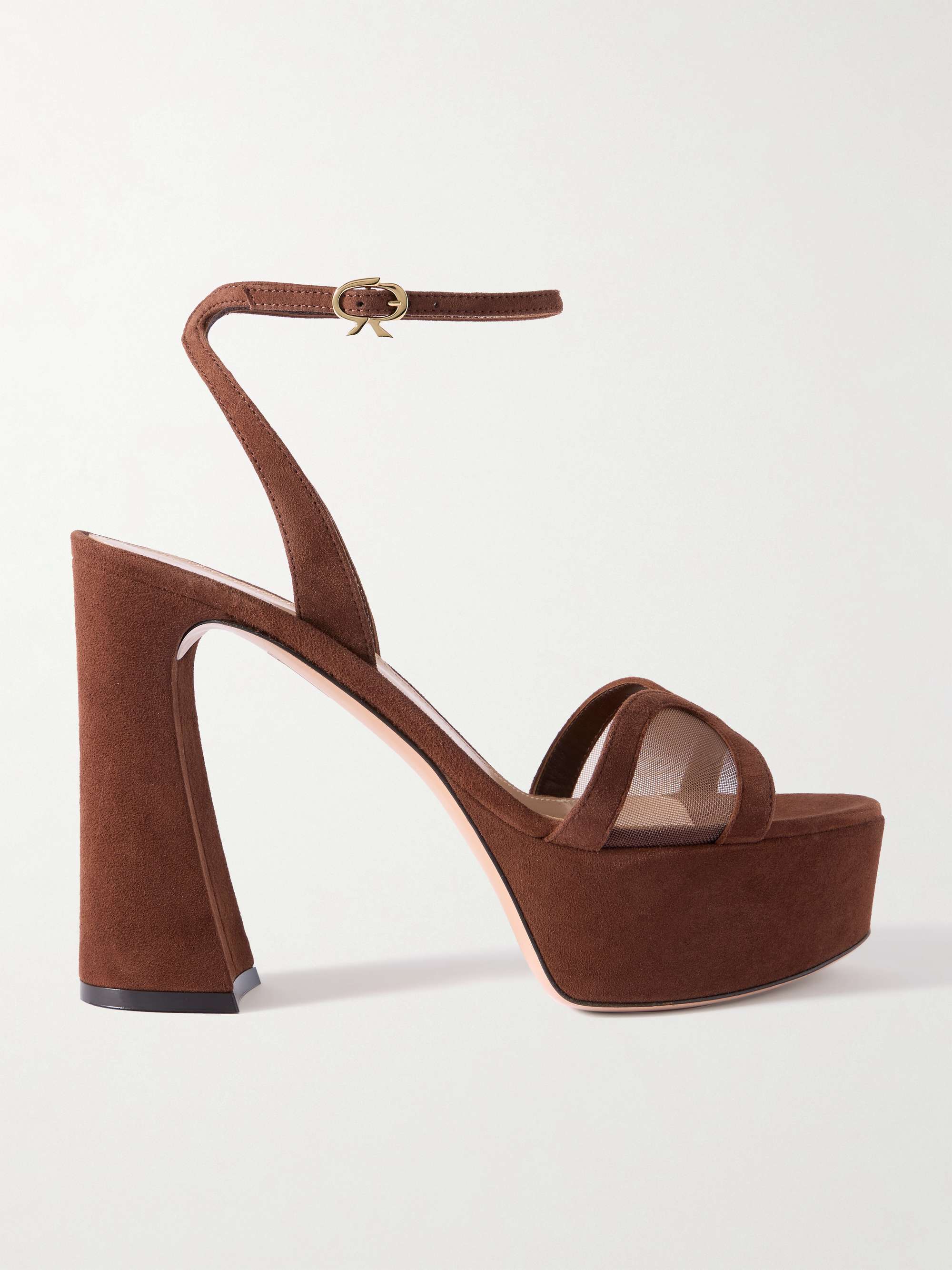 GIANVITO ROSSI 120 mesh-paneled suede platform sandals | NET-A-PORTER