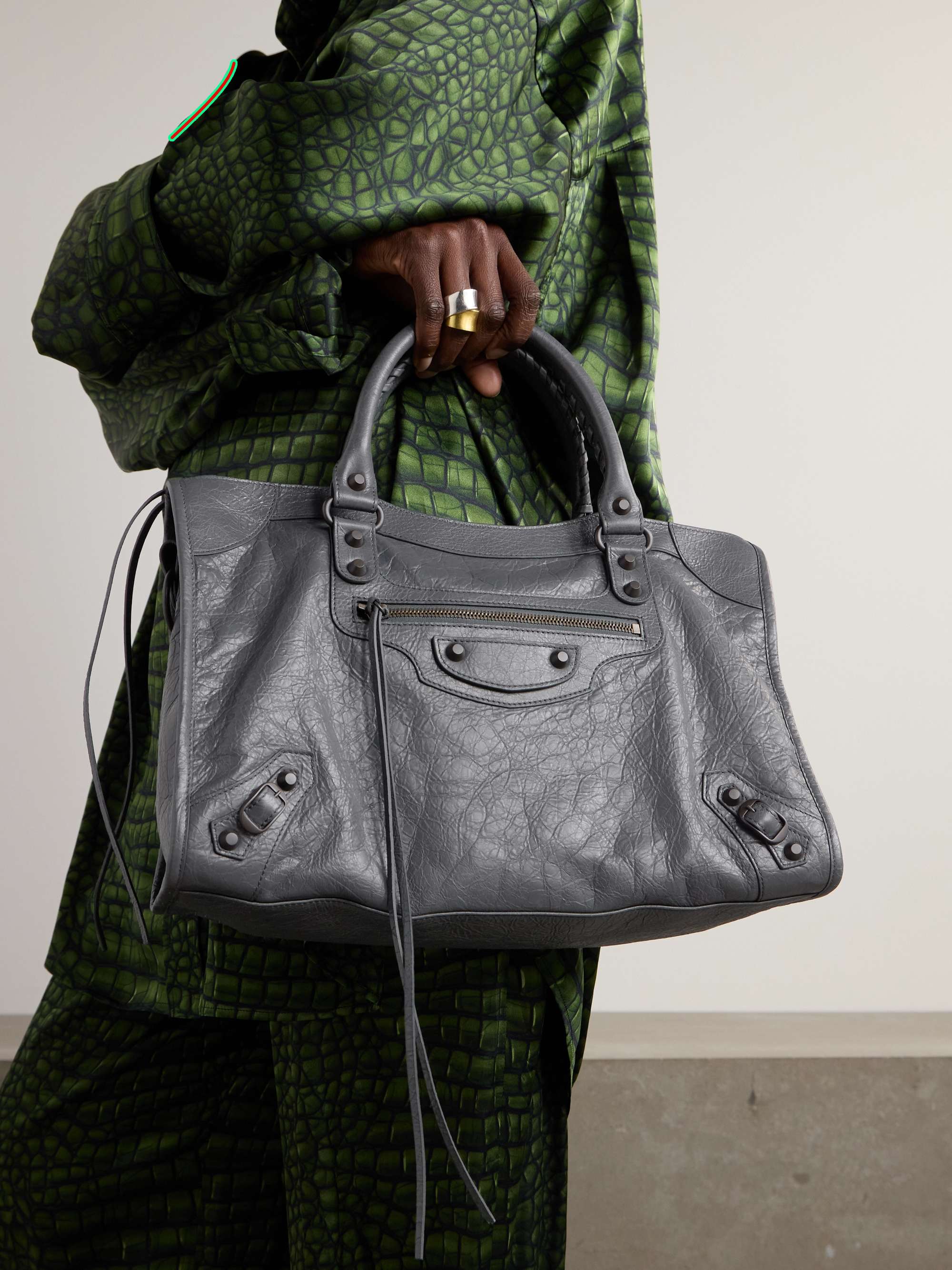 BALENCIAGA Le City medium textured-leather tote | NET-A-PORTER