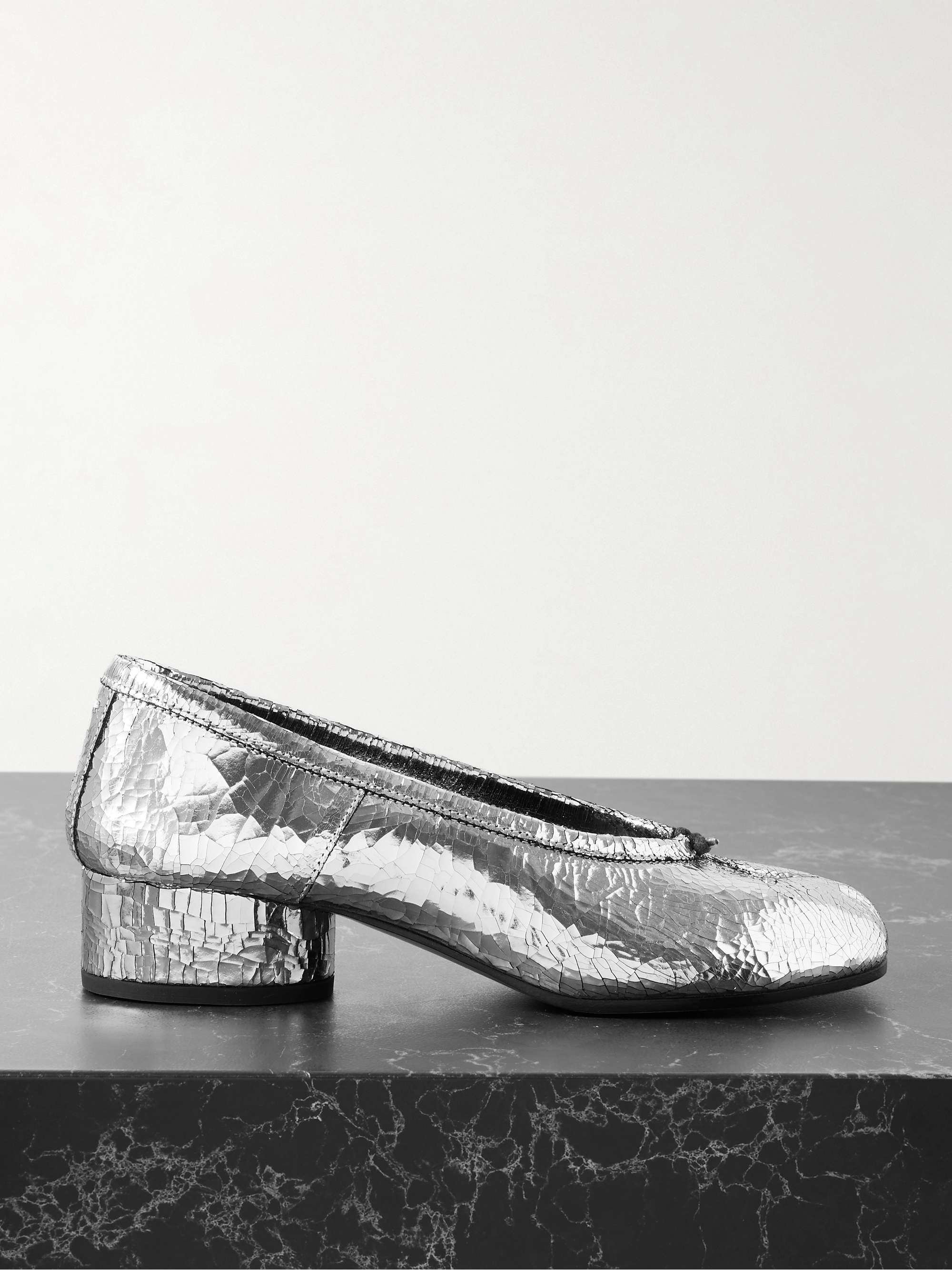 MAISON MARGIELA Tabi Ballerina split-toe metallic cracked-leather
