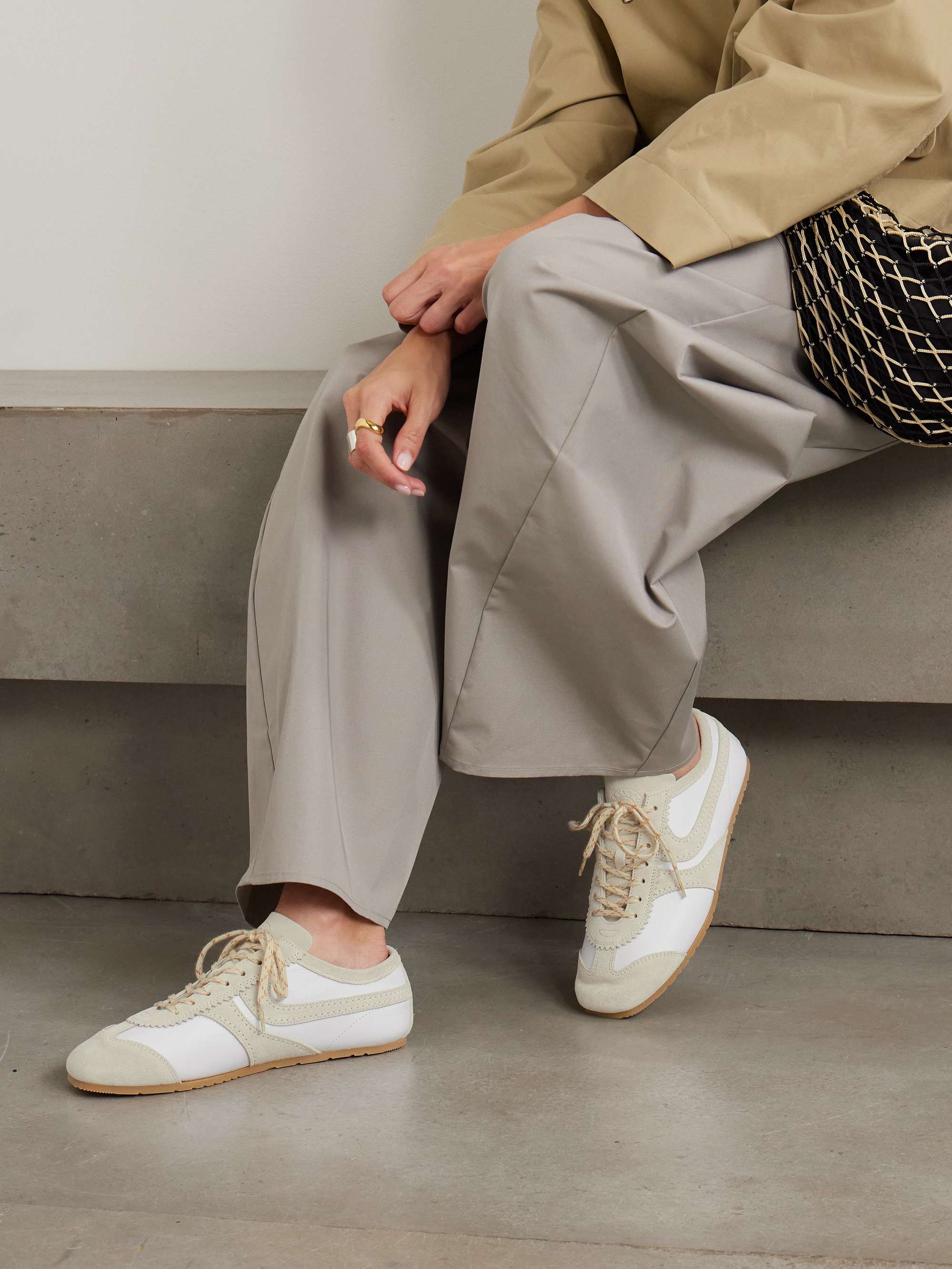 DRIES VAN NOTEN Suede-trimmed leather sneakers | NET-A-PORTER