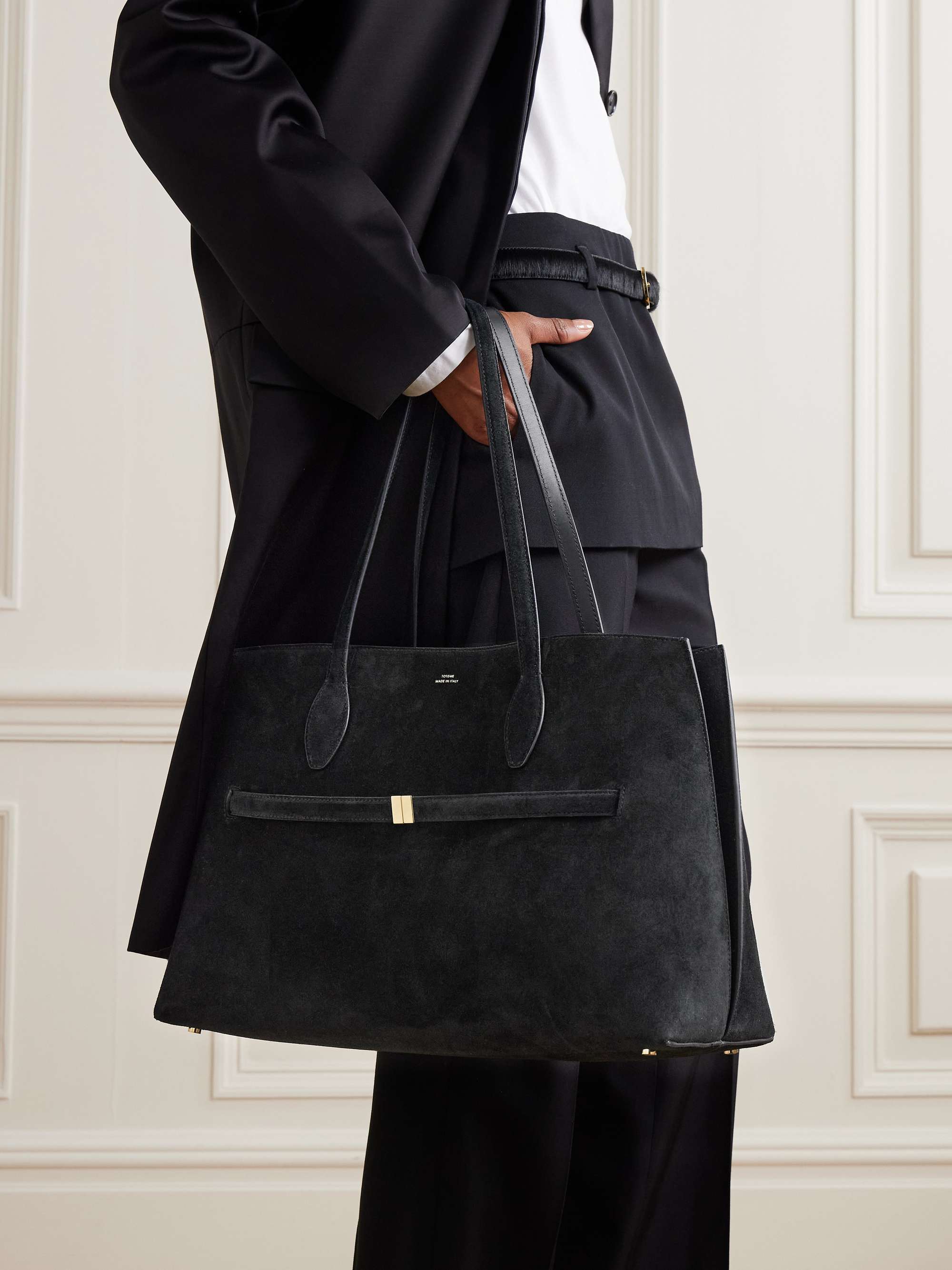 TOTEME Lounge large leather-trimmed suede tote | NET-A-PORTER