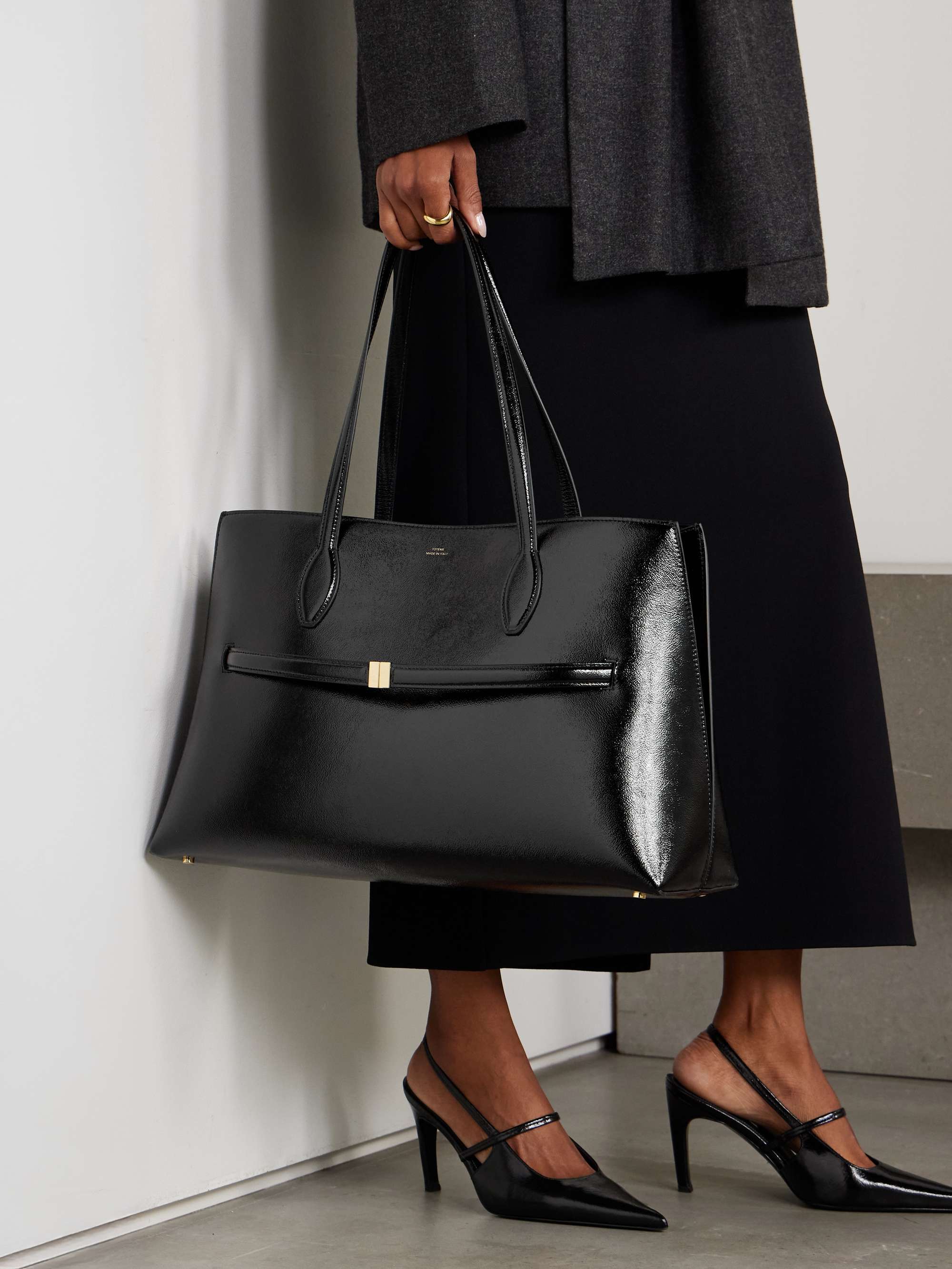 TOTEME Naplack crinkled patent-leather tote | NET-A-PORTER
