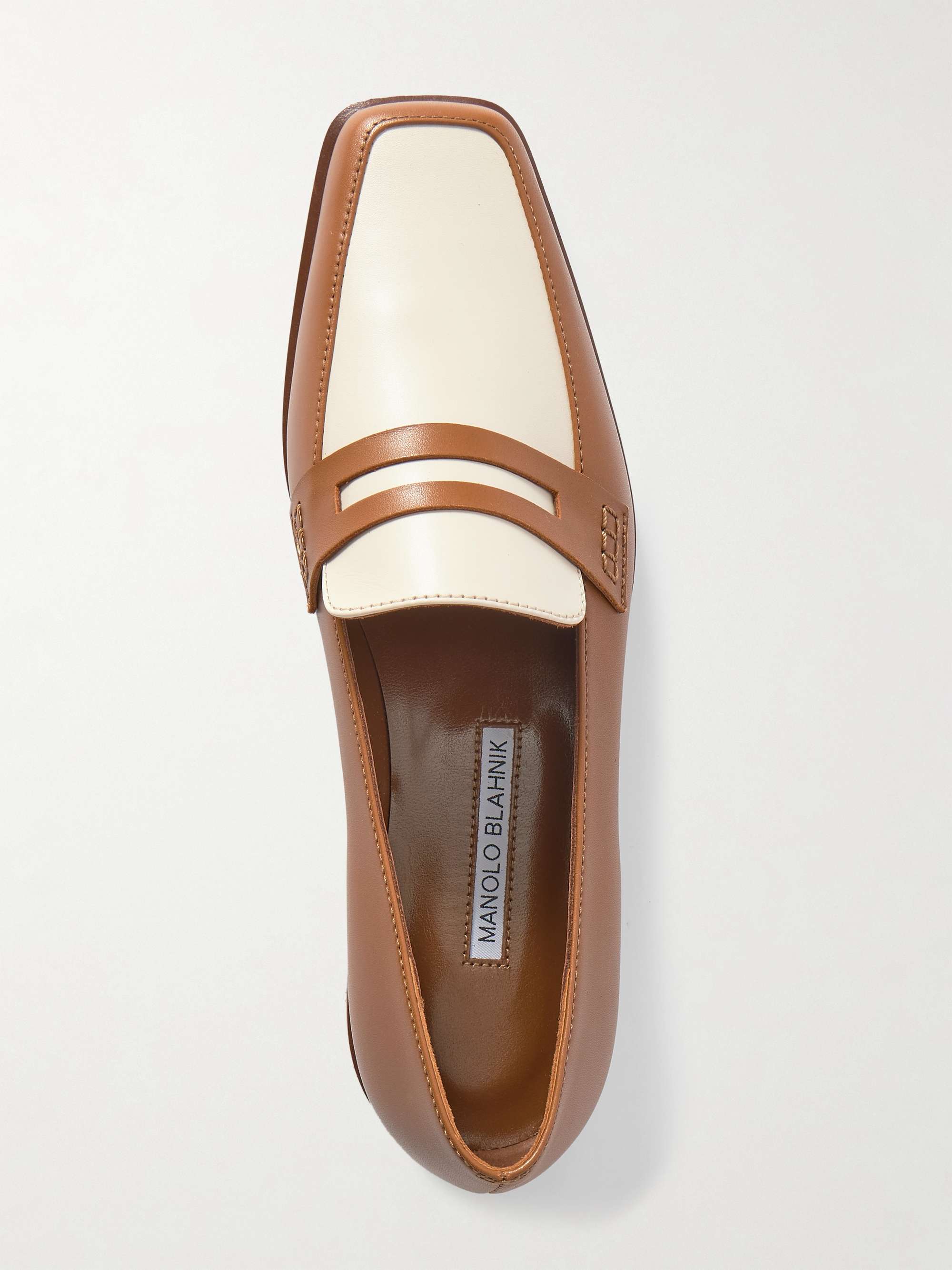 MANOLO BLAHNIK Polonoff two-tone leather loafers | NET-A-PORTER