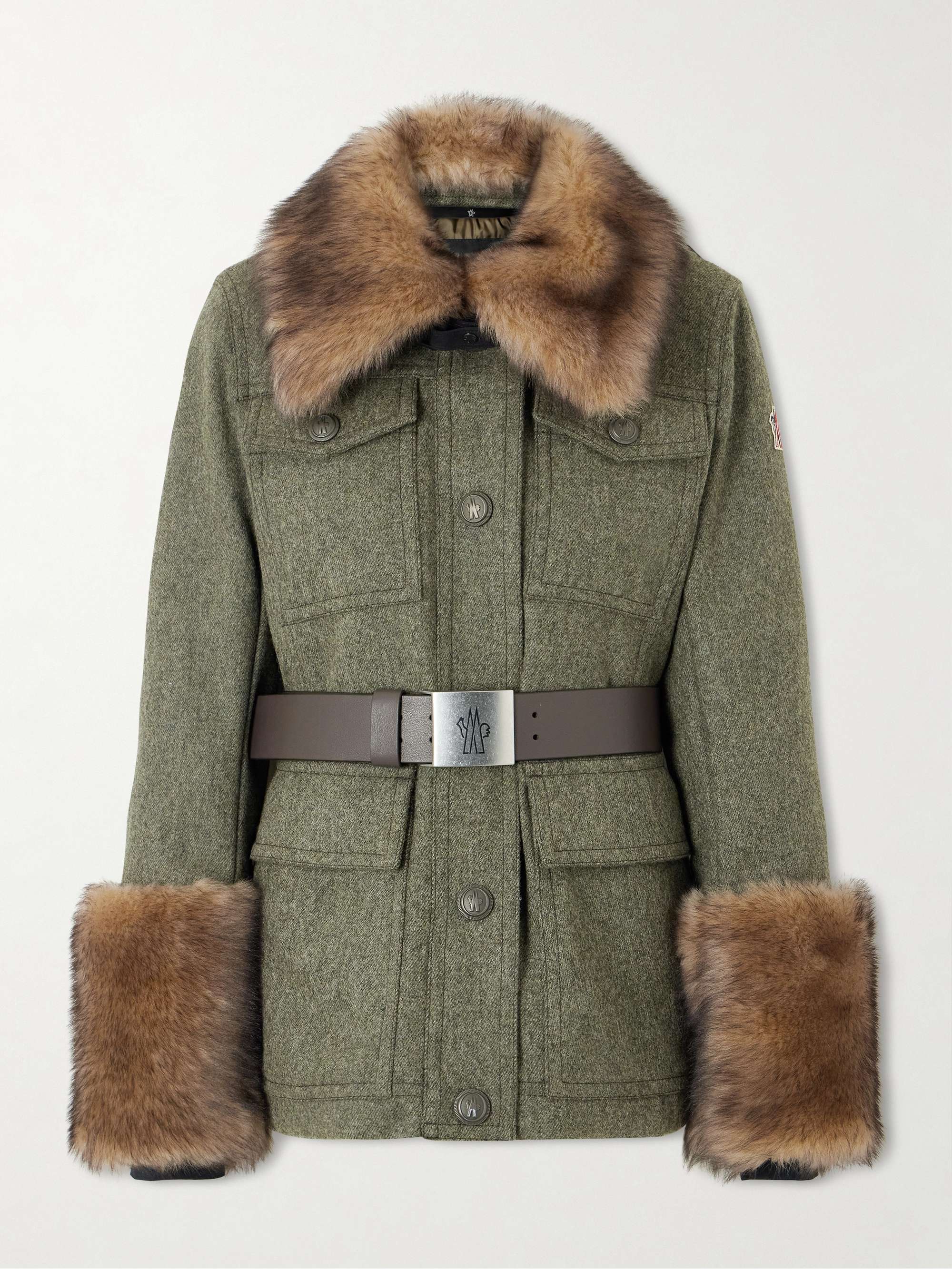 MONCLER GRENOBLE Devez shearling-trimmed wool-gabardine ski jacket
