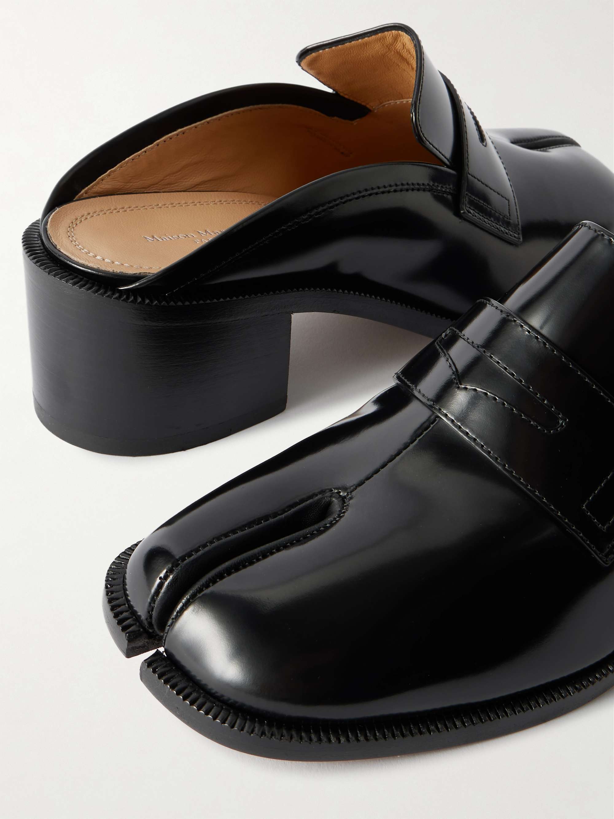 MAISON MARGIELA Tabi City split-toe glossed-leather mules | NET-A