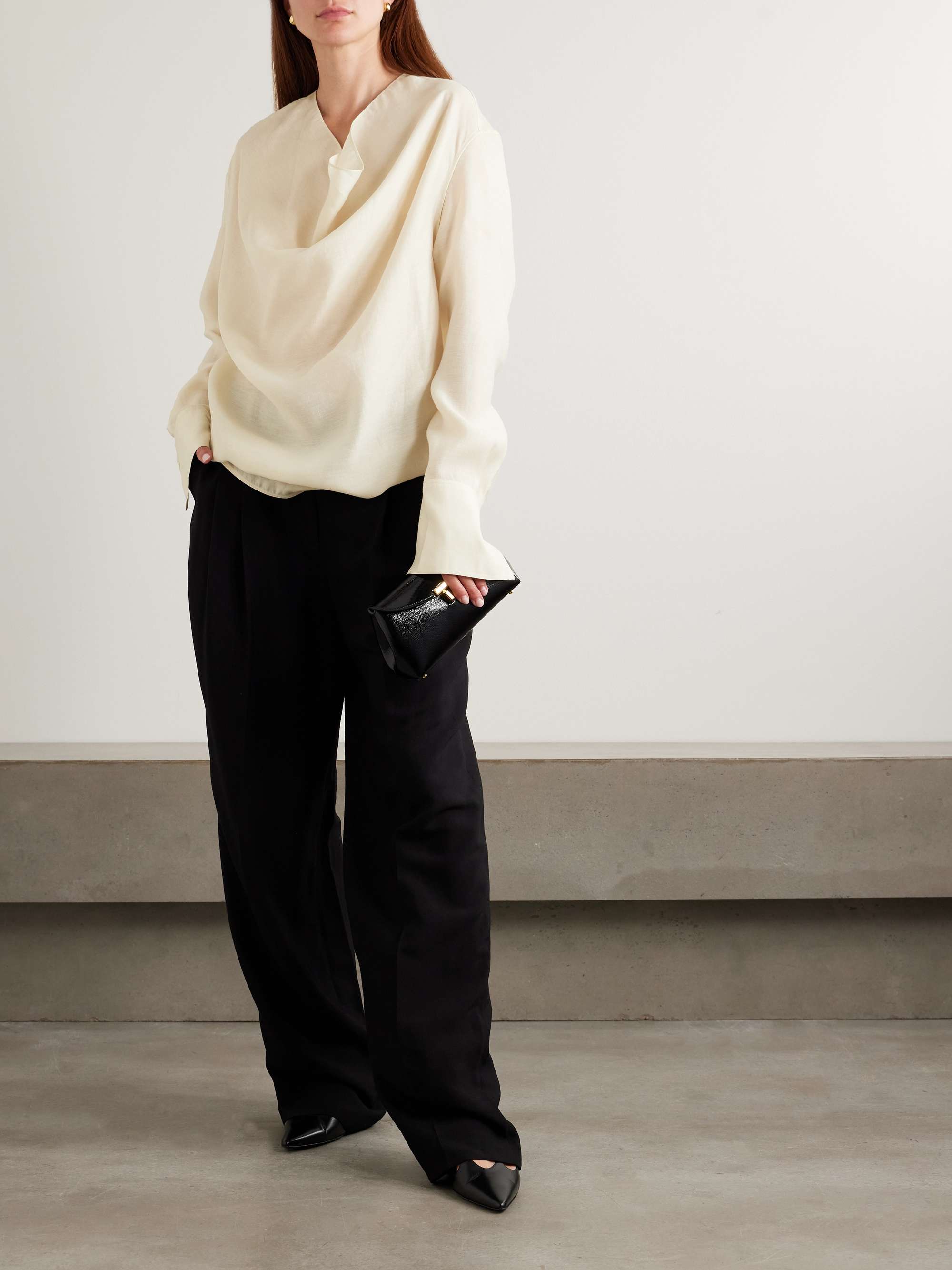 TOTEME Draped Lyocell-blend blouse | NET-A-PORTER