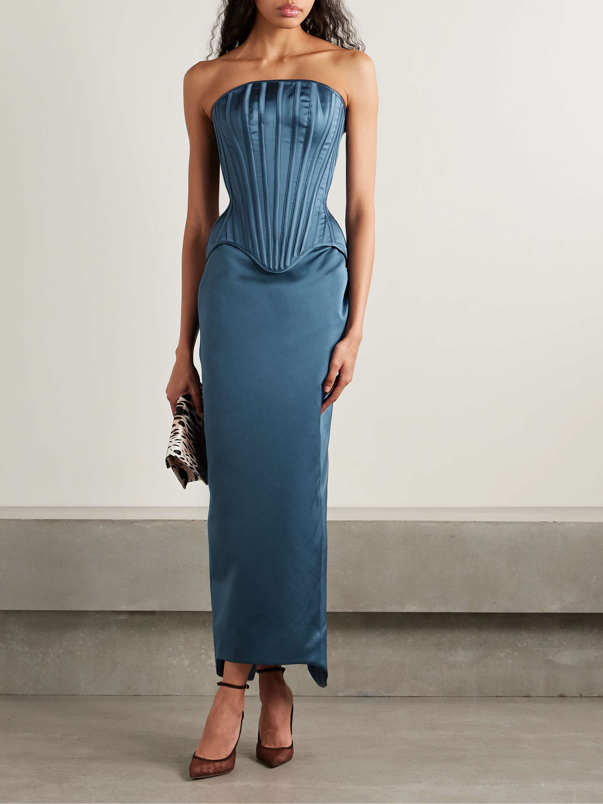 WIEDERHOEFT Julie strapless recycled duchesse-satin bustier top