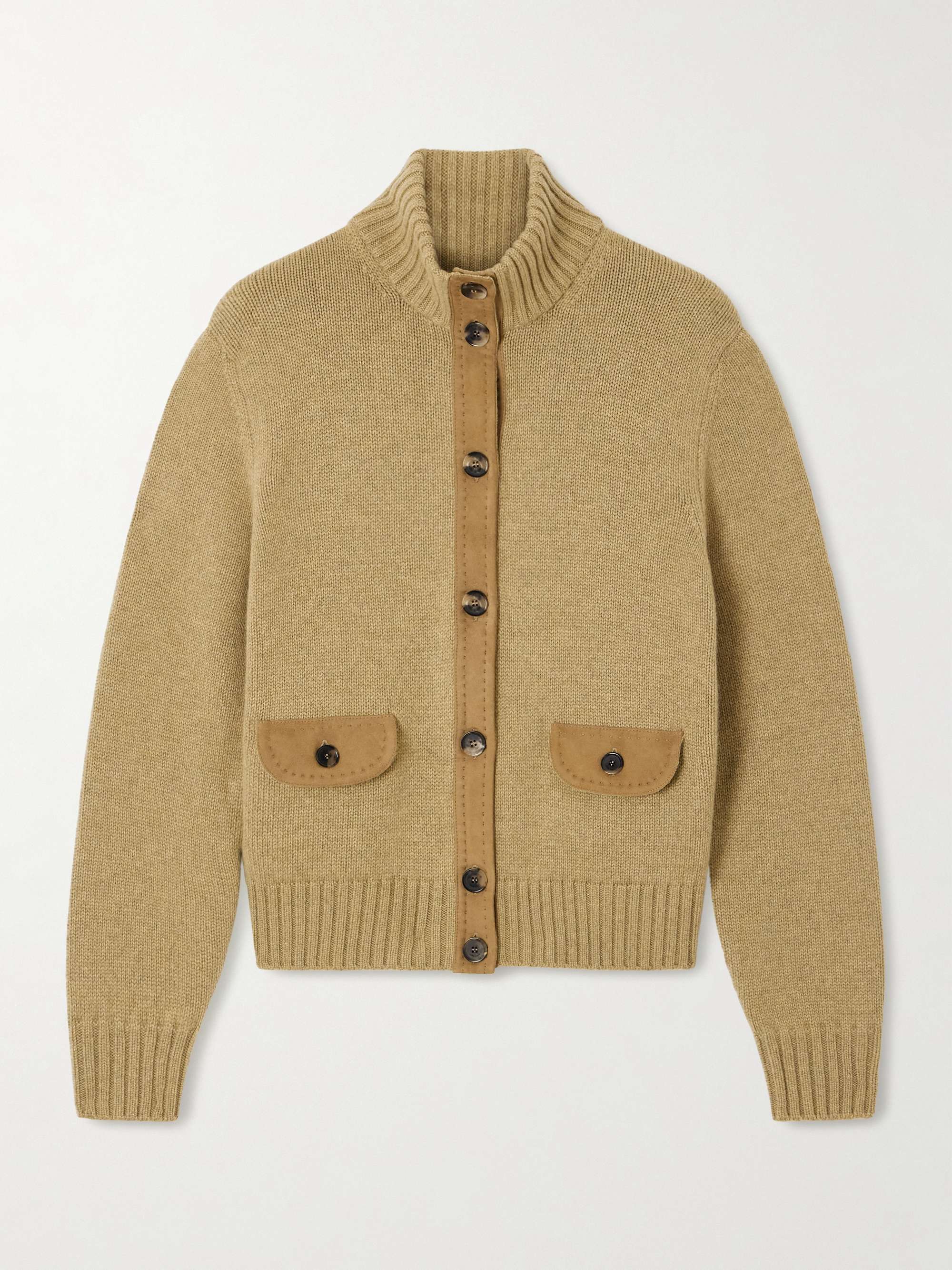 LORO PIANA Parksville suede-trimmed cashmere cardigan | NET-A-PORTER