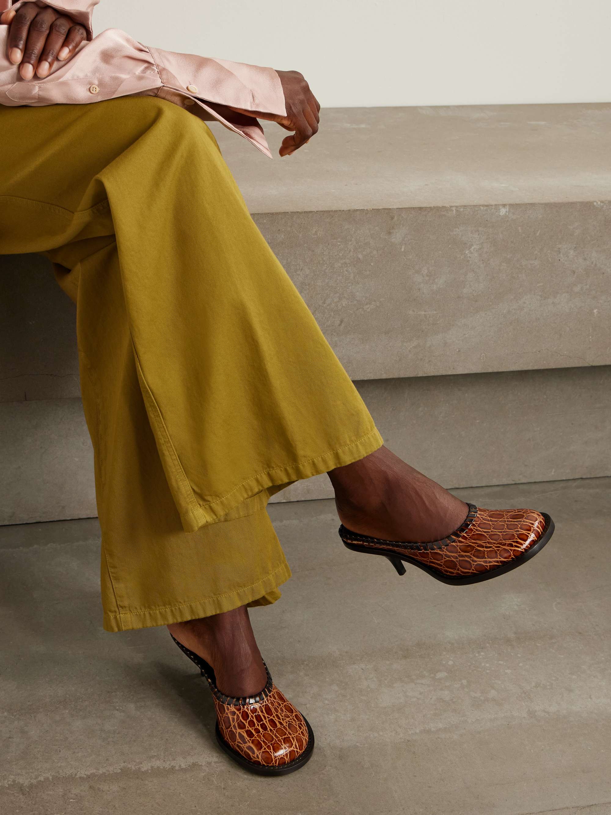 DRIES VAN NOTEN Croc-effect leather mules | NET-A-PORTER
