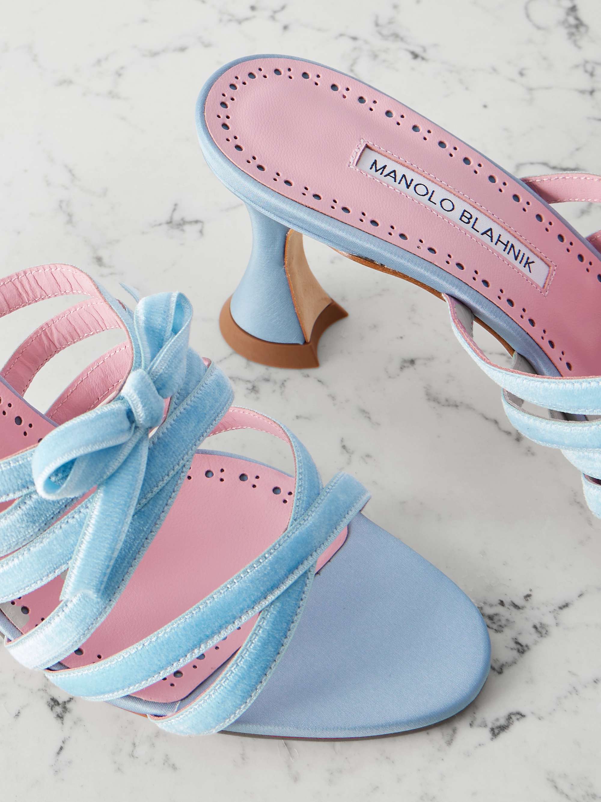 MANOLO BLAHNIK Clementel 70 velvet and satin mules | NET-A-PORTER