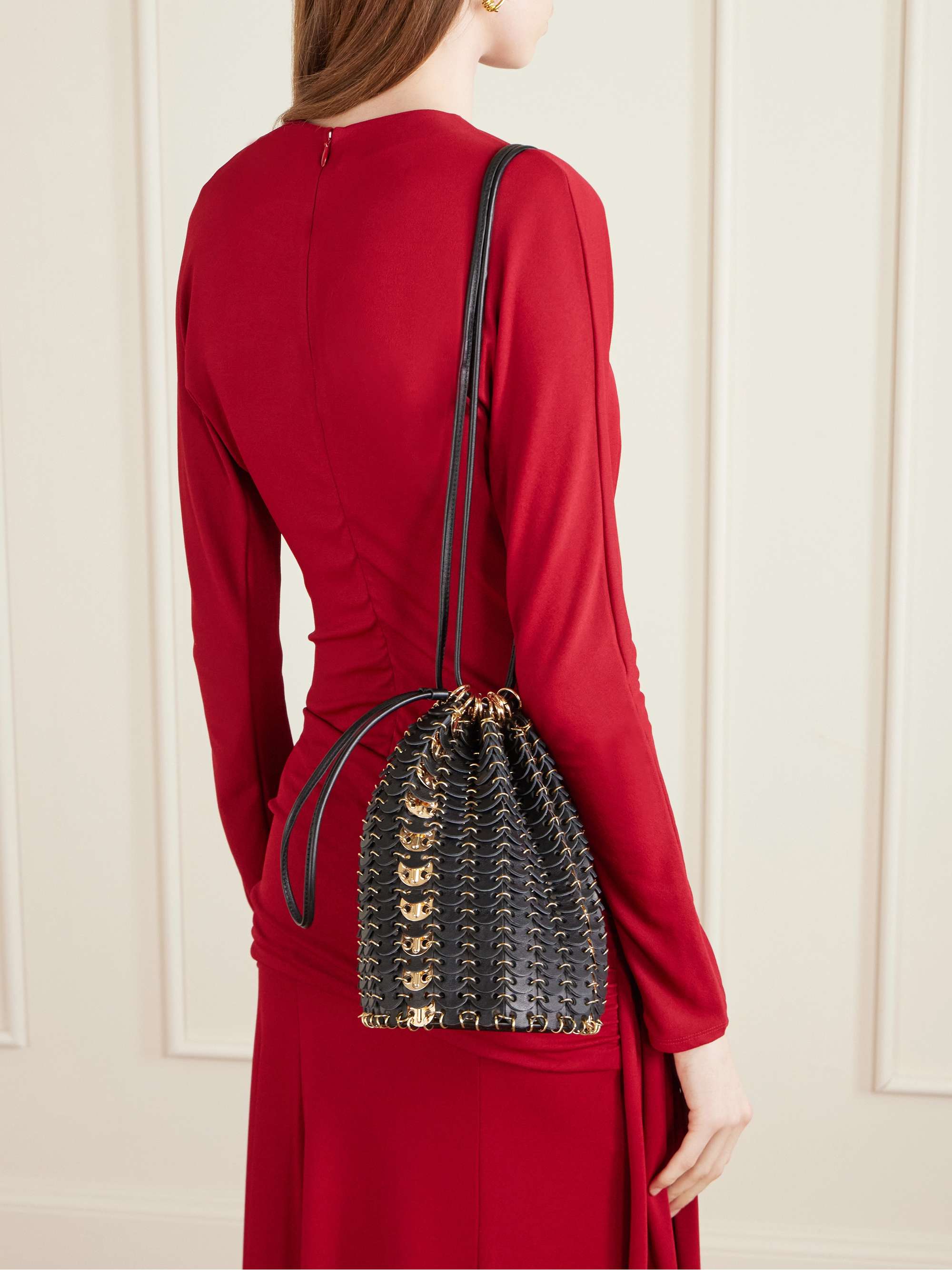 RABANNE Bucket Flip reversible leather and chainmail shoulder bag