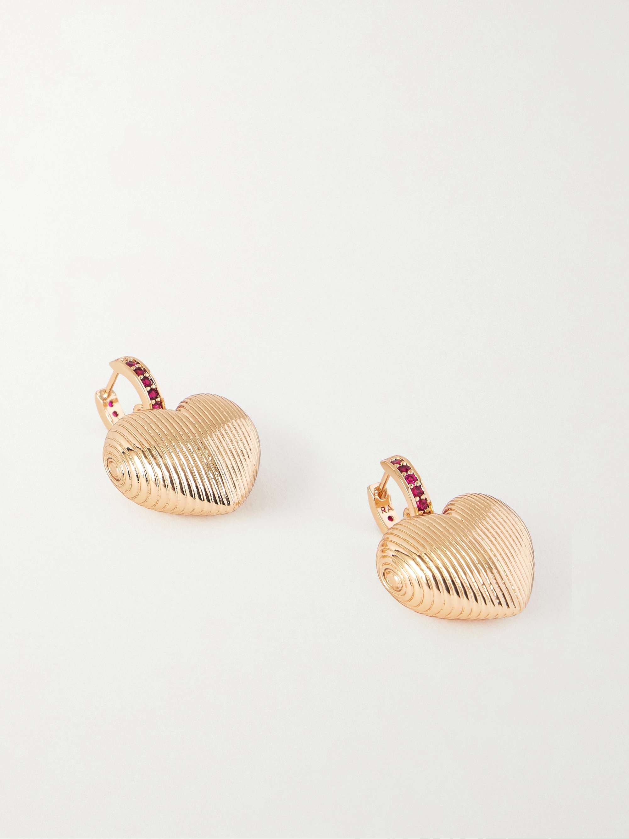 ROXANNE ASSOULIN Textured Heart gold-tone crystal earrings | NET-A