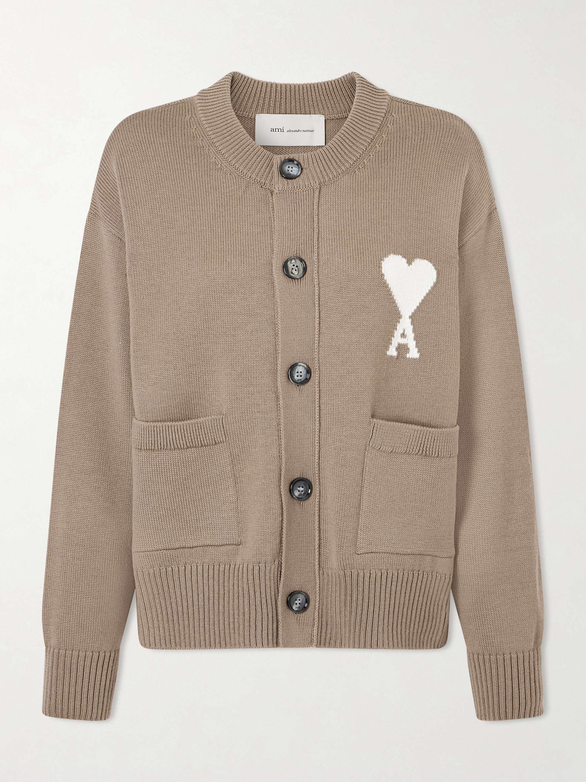 AMI PARIS Intarsia-knit wool and cotton-blend cardigan | NET-A-PORTER