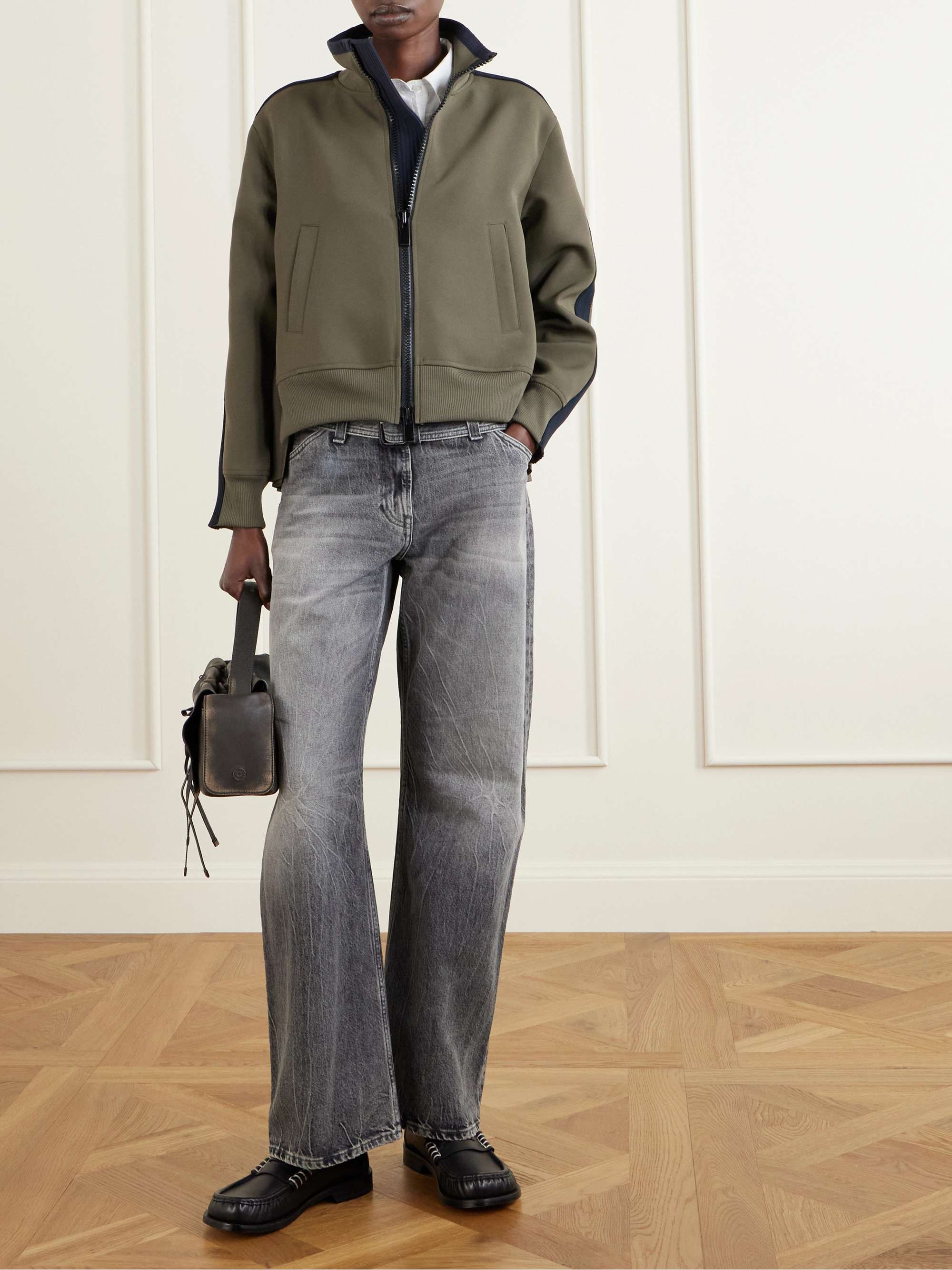 SACAI Pleated tech-jersey blouson jacket | NET-A-PORTER