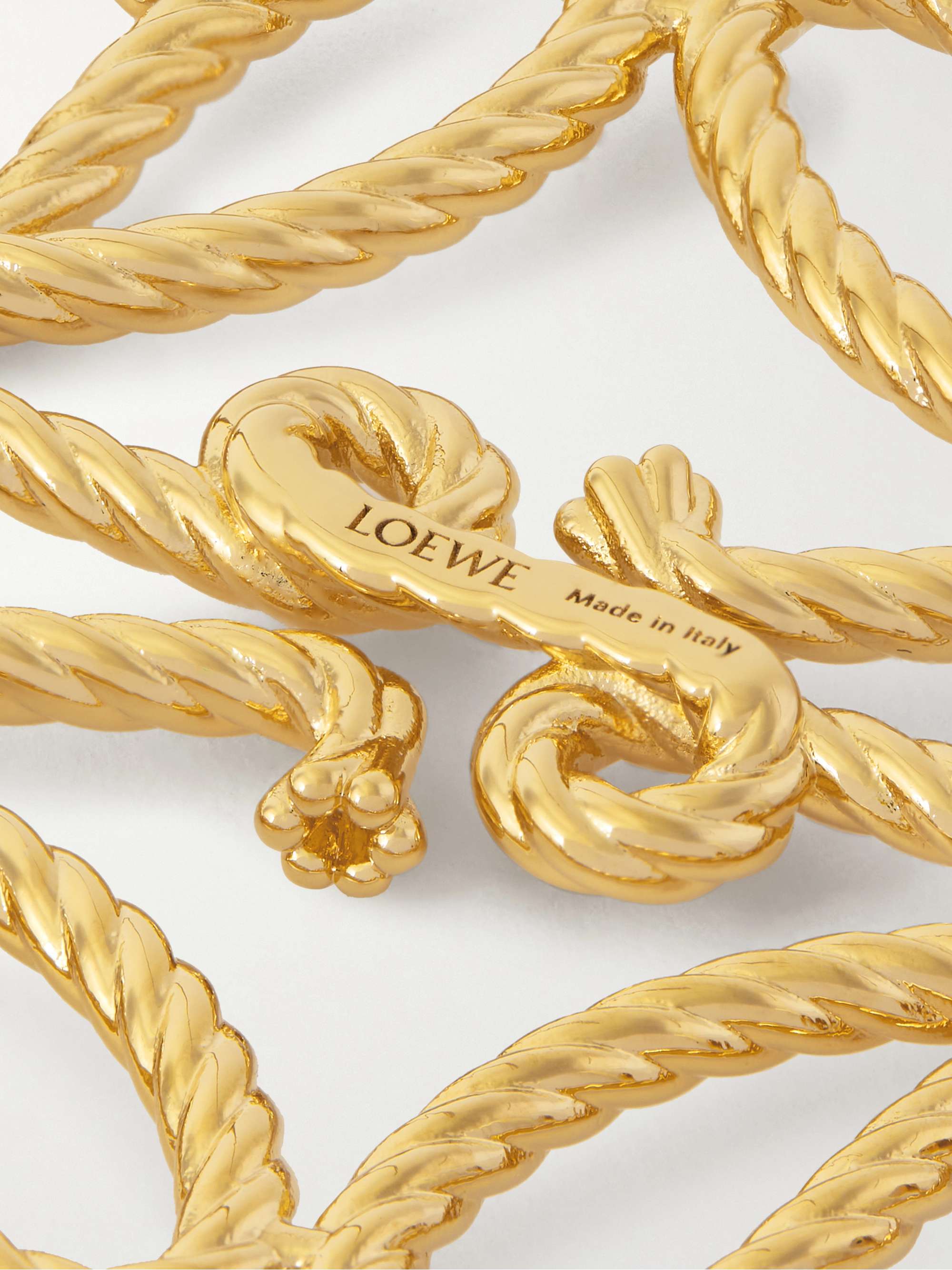 LOEWE Anagram Rope gold-tone brooch | NET-A-PORTER