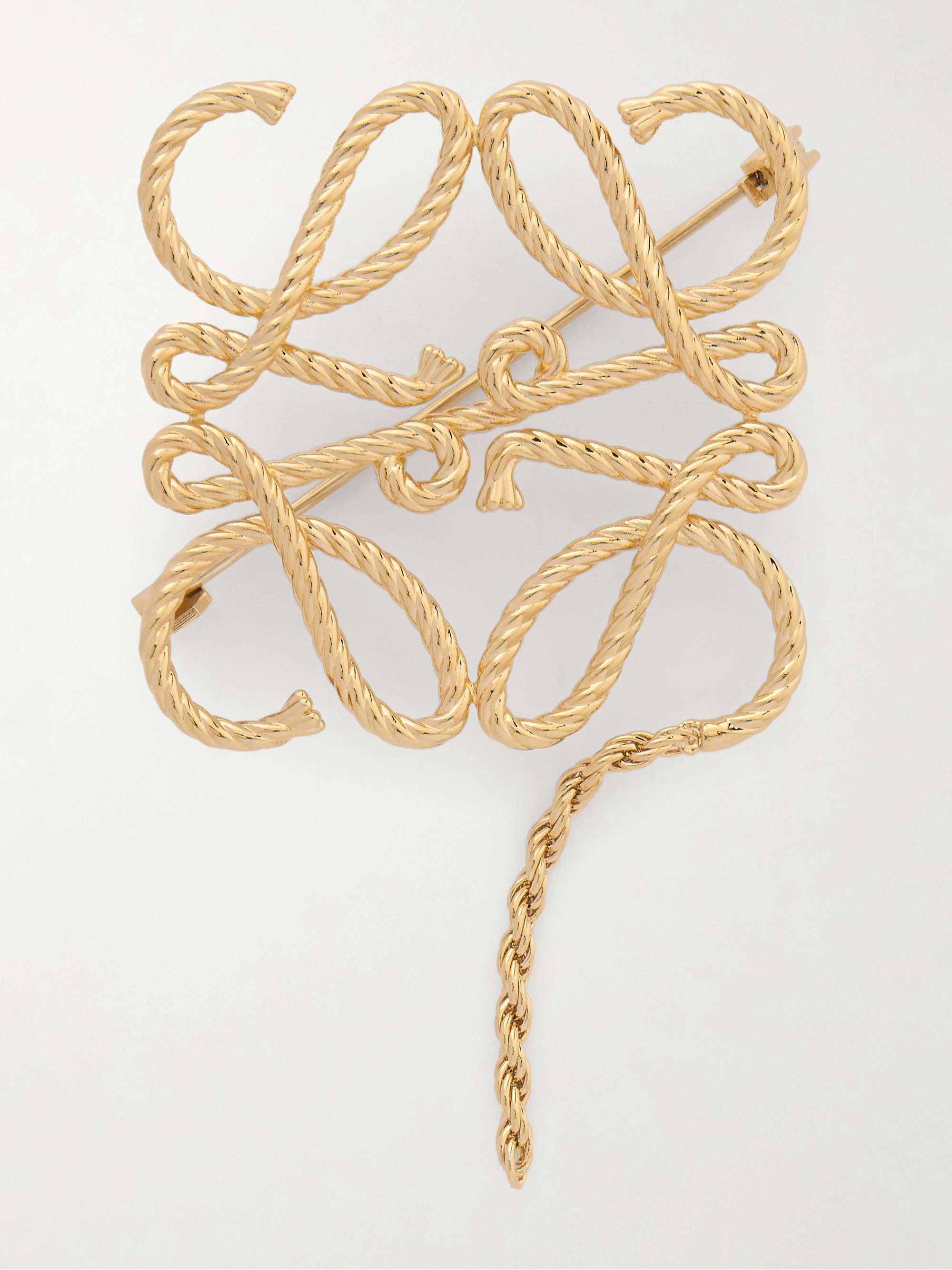 LOEWE Anagram Rope gold-tone brooch | NET-A-PORTER